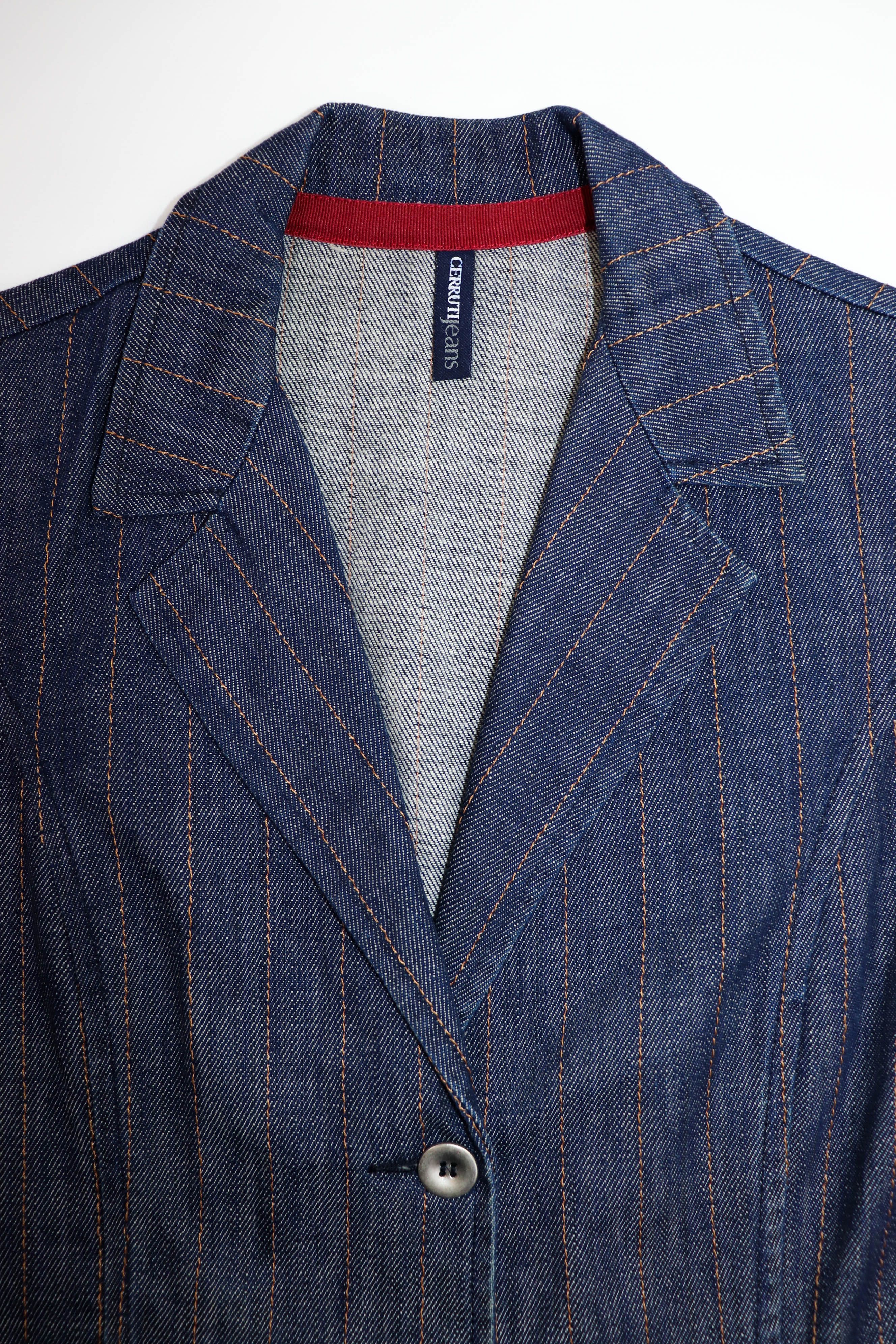 Cerruti 1881 Vintage Cerruti Jeans Striped Blue Denim Jeans Blazer Jacket Size M / US 6-8 / IT 42-44 - 10 Thumbnail