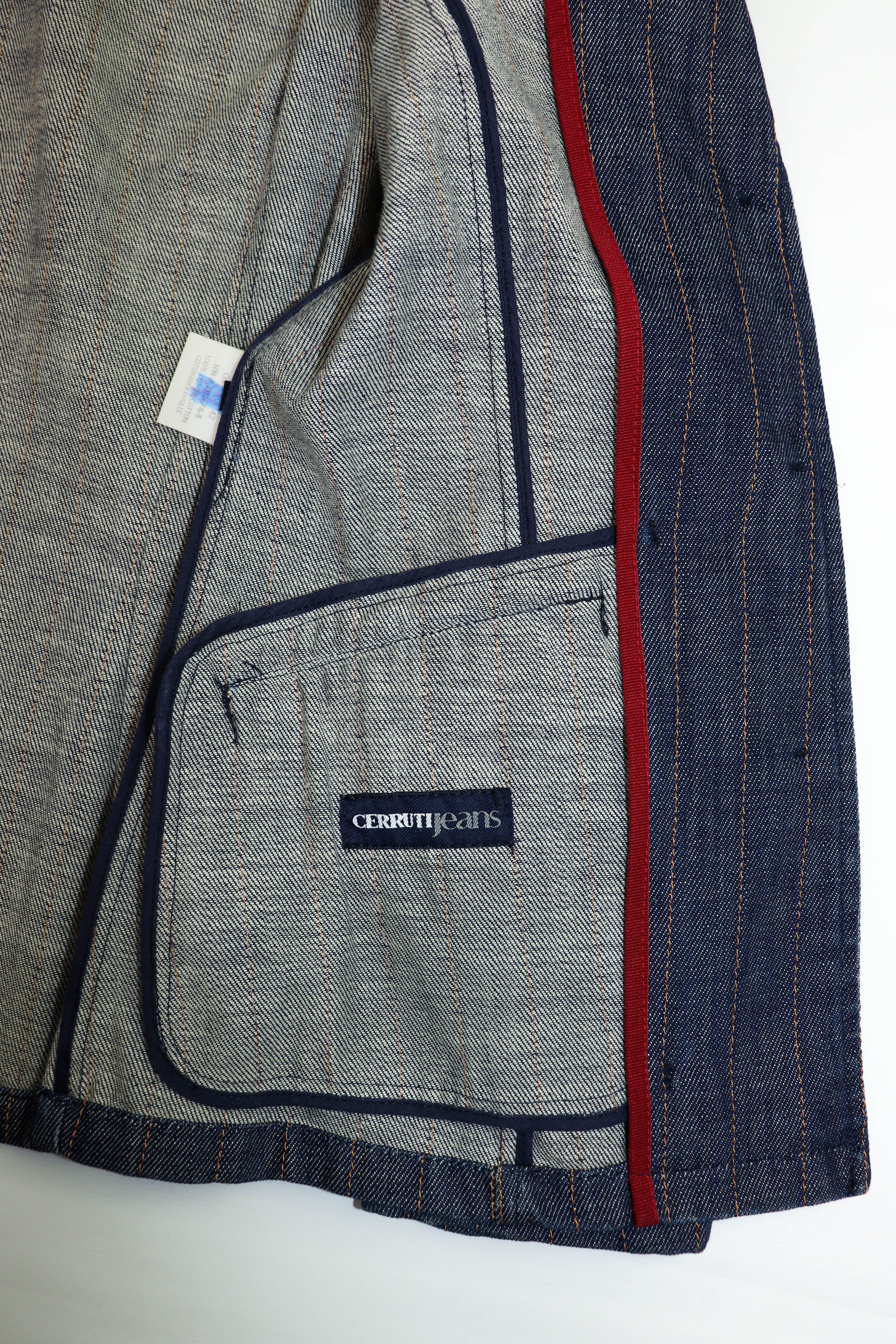 Cerruti 1881 Vintage Cerruti Jeans Striped Blue Denim Jeans Blazer Jacket Size M / US 6-8 / IT 42-44 - 13 Thumbnail