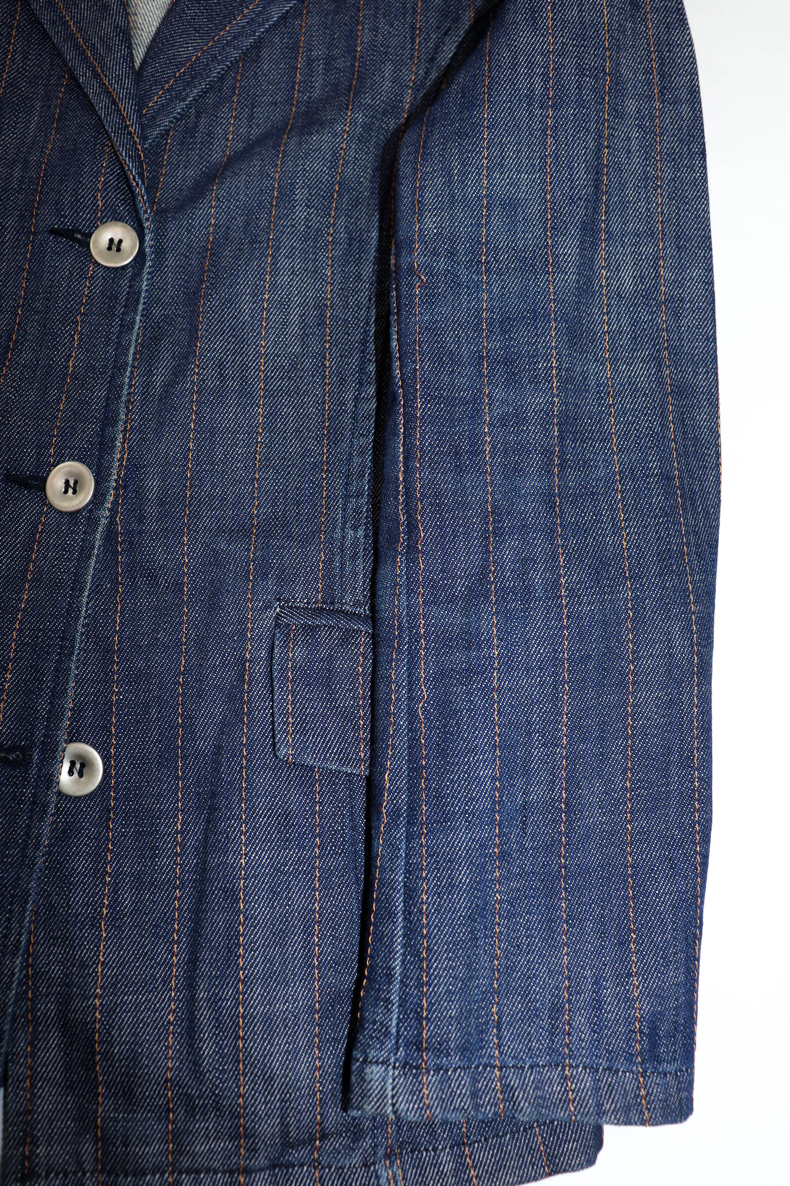Cerruti 1881 Vintage Cerruti Jeans Striped Blue Denim Jeans Blazer Jacket Size M / US 6-8 / IT 42-44 - 9 Thumbnail