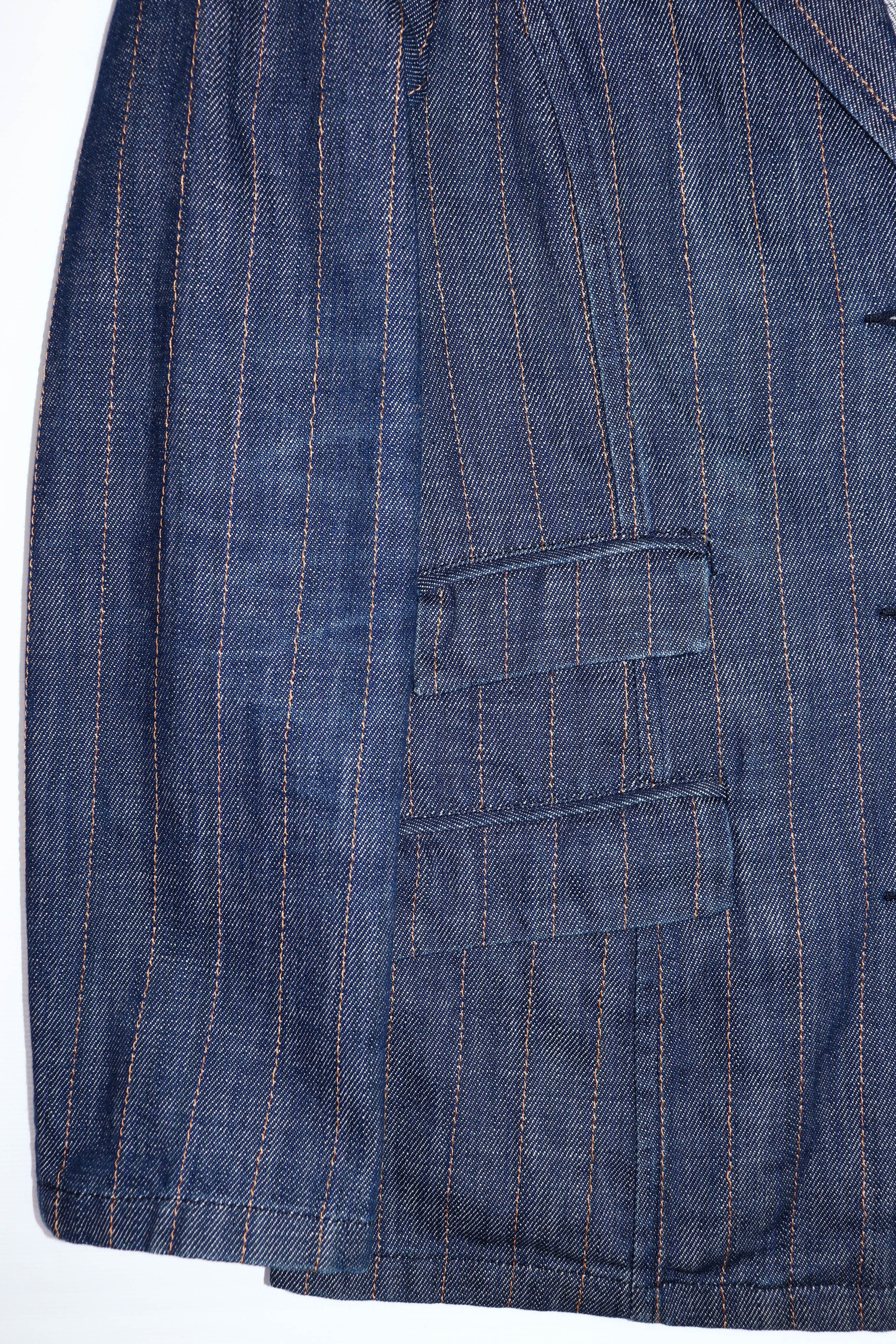 Cerruti 1881 Vintage Cerruti Jeans Striped Blue Denim Jeans Blazer Jacket Size M / US 6-8 / IT 42-44 - 5 Thumbnail