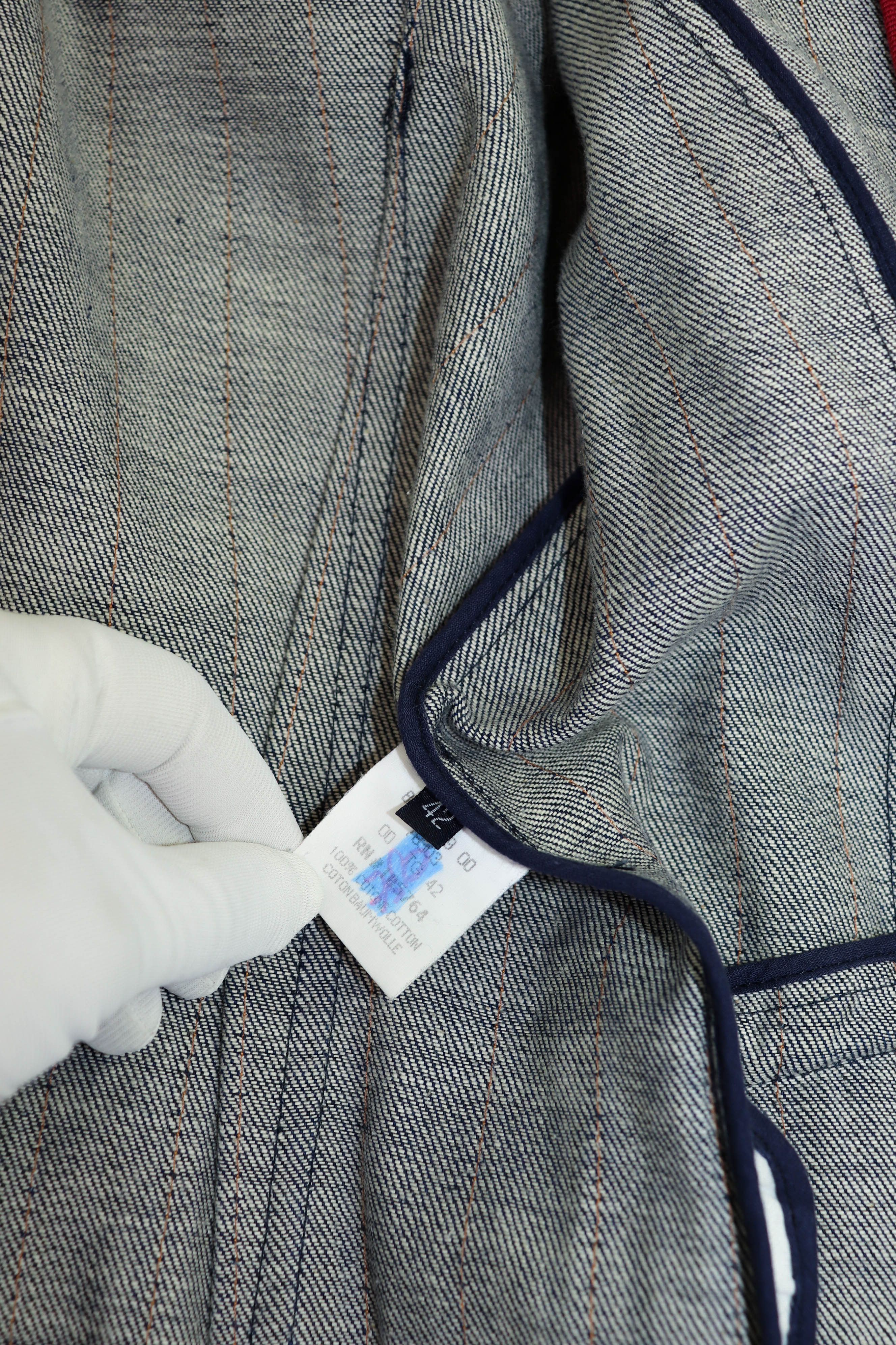 Cerruti 1881 Vintage Cerruti Jeans Striped Blue Denim Jeans Blazer Jacket Size M / US 6-8 / IT 42-44 - 14 Thumbnail