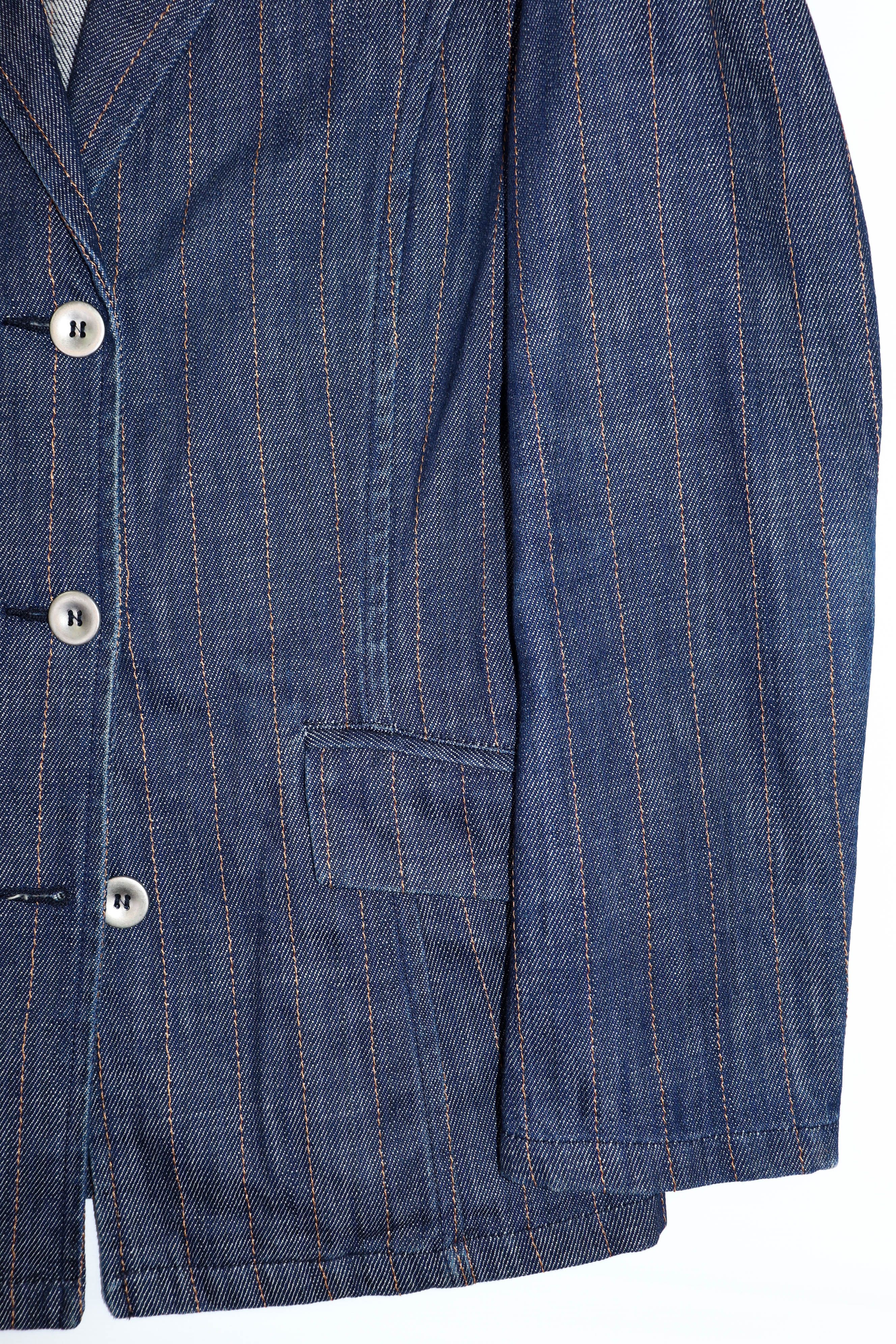 Cerruti 1881 Vintage Cerruti Jeans Striped Blue Denim Jeans Blazer Jacket Size M / US 6-8 / IT 42-44 - 6 Thumbnail