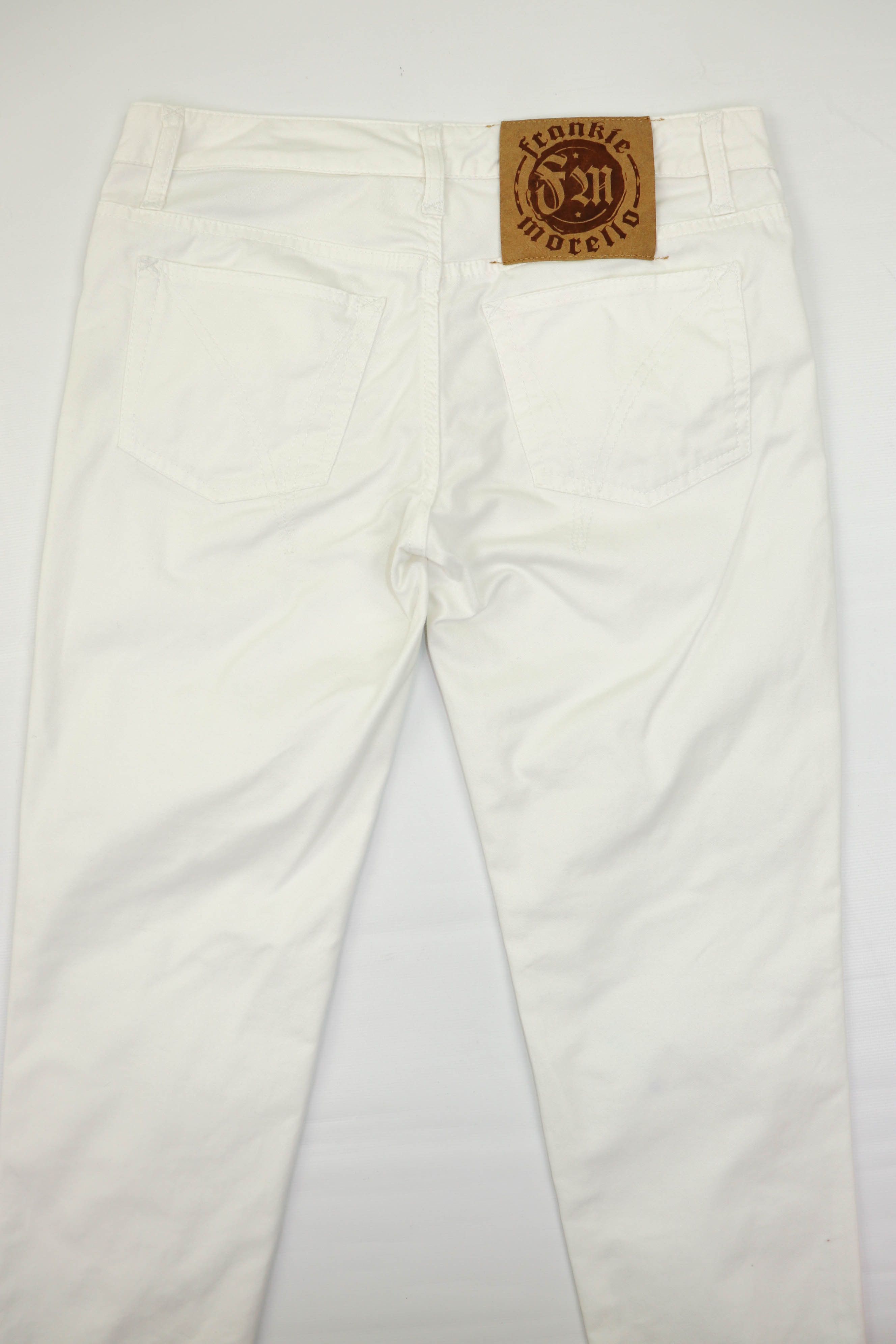 Frankie Morello Frankie Morello Milan Vintage White Skinny Fit Jeans Pants Size 31" - 6 Thumbnail