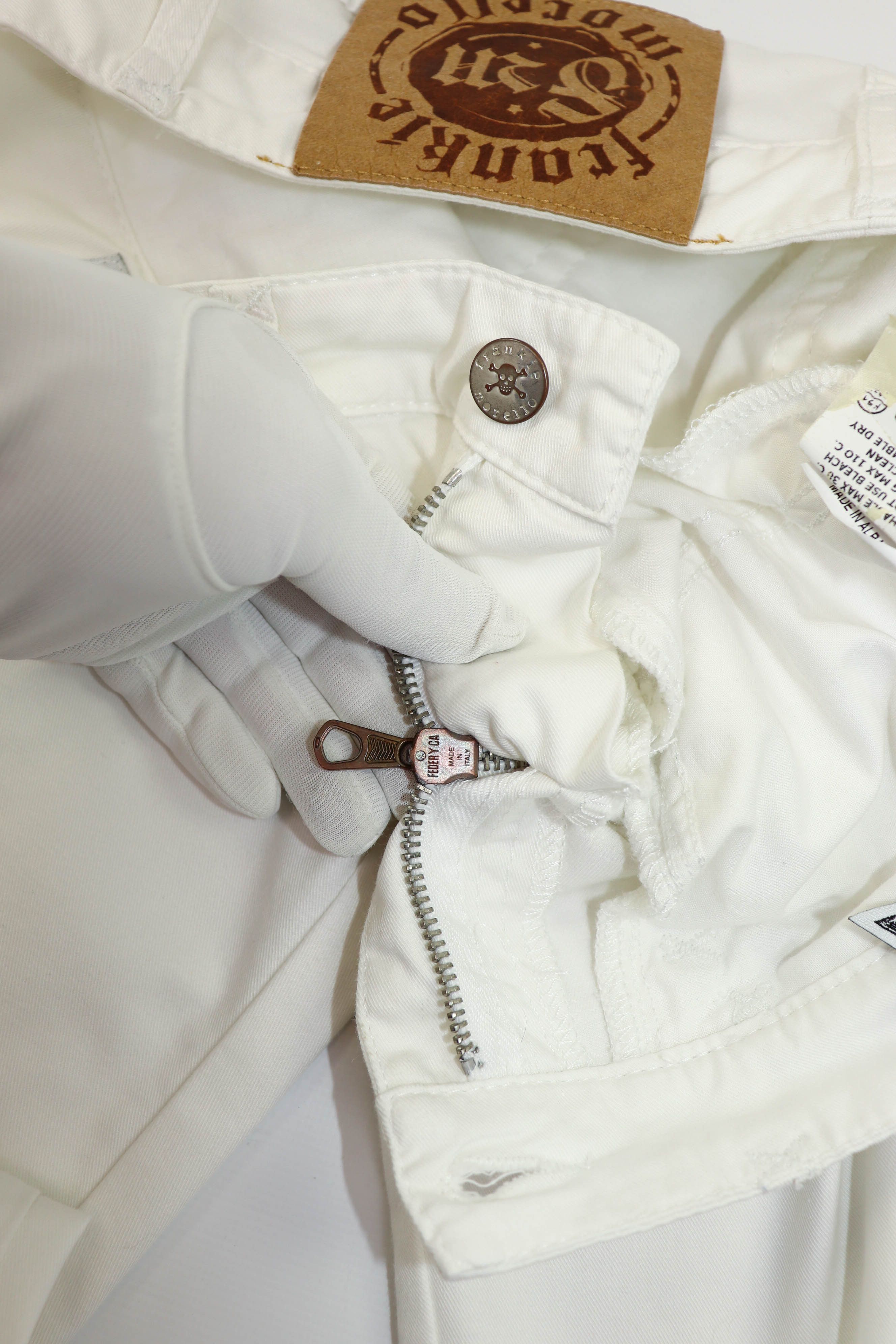 Frankie Morello Frankie Morello Milan Vintage White Skinny Fit Jeans Pants Size 31" - 14 Thumbnail