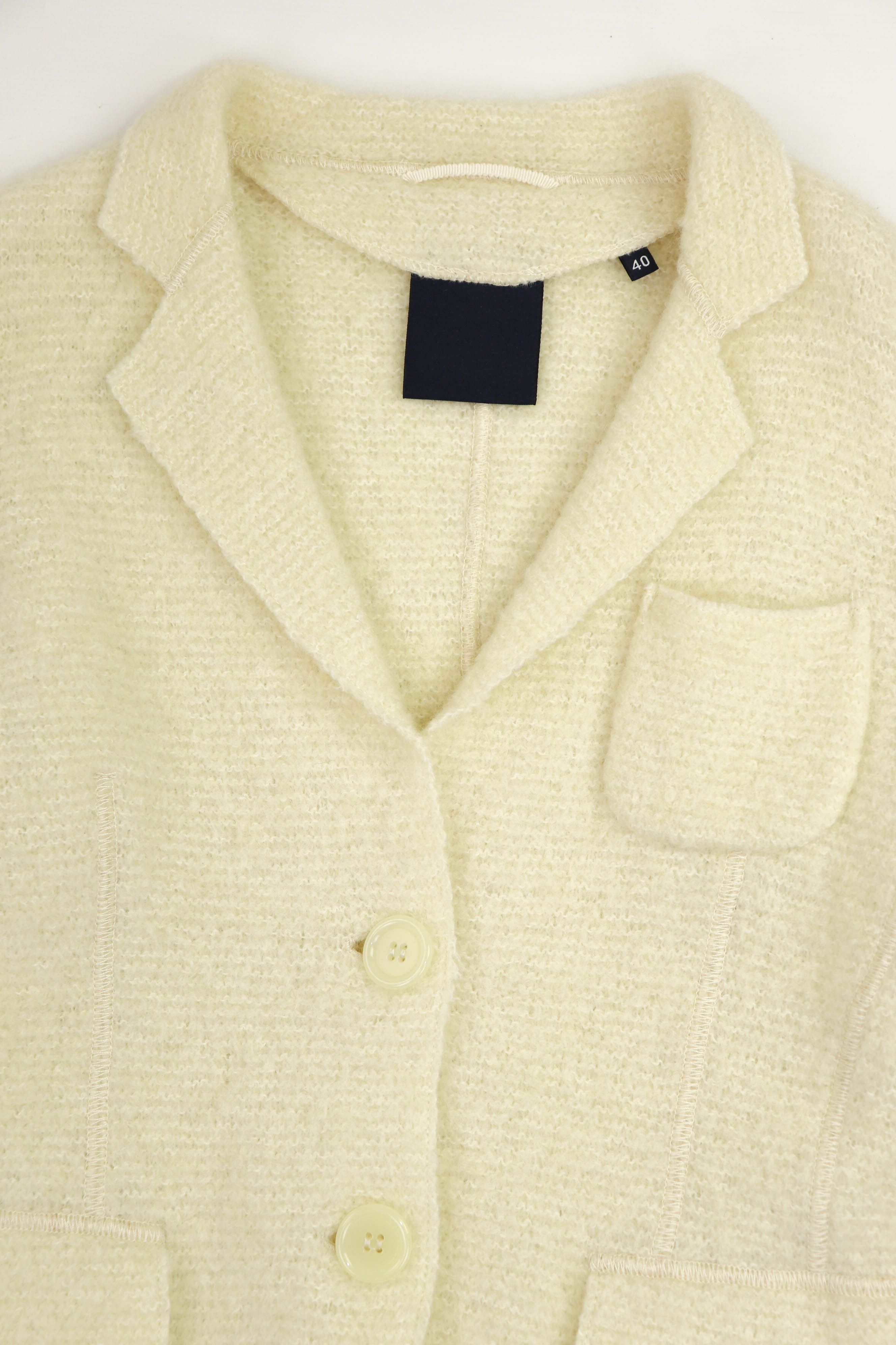 Aspesi Aspesi Women's Cream White Wool Blend Knit Cardigan Jacket Size S / US 4 / IT 40 - 4 Thumbnail