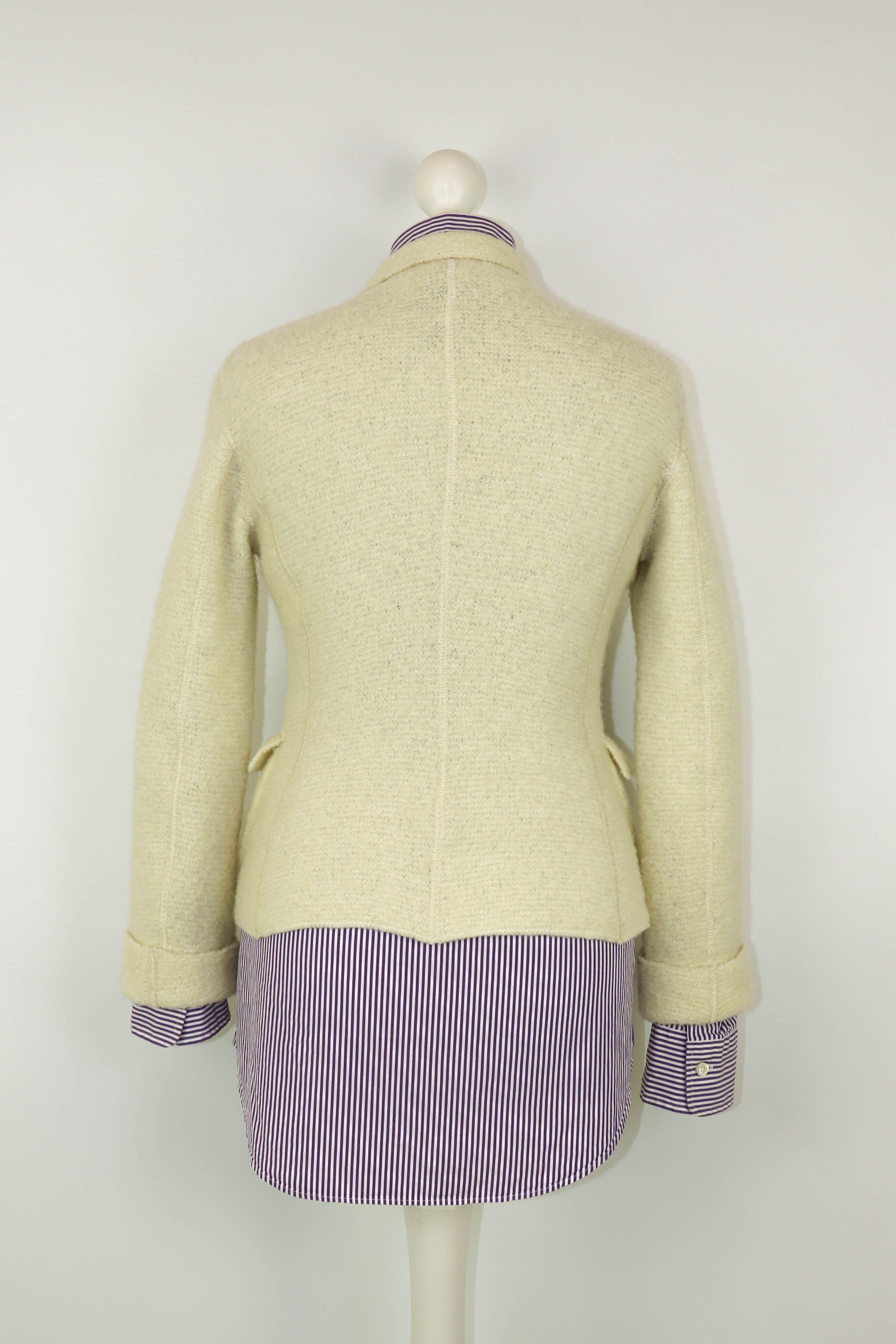 Aspesi Aspesi Women's Cream White Wool Blend Knit Cardigan Jacket Size S / US 4 / IT 40 - 2 Thumbnail