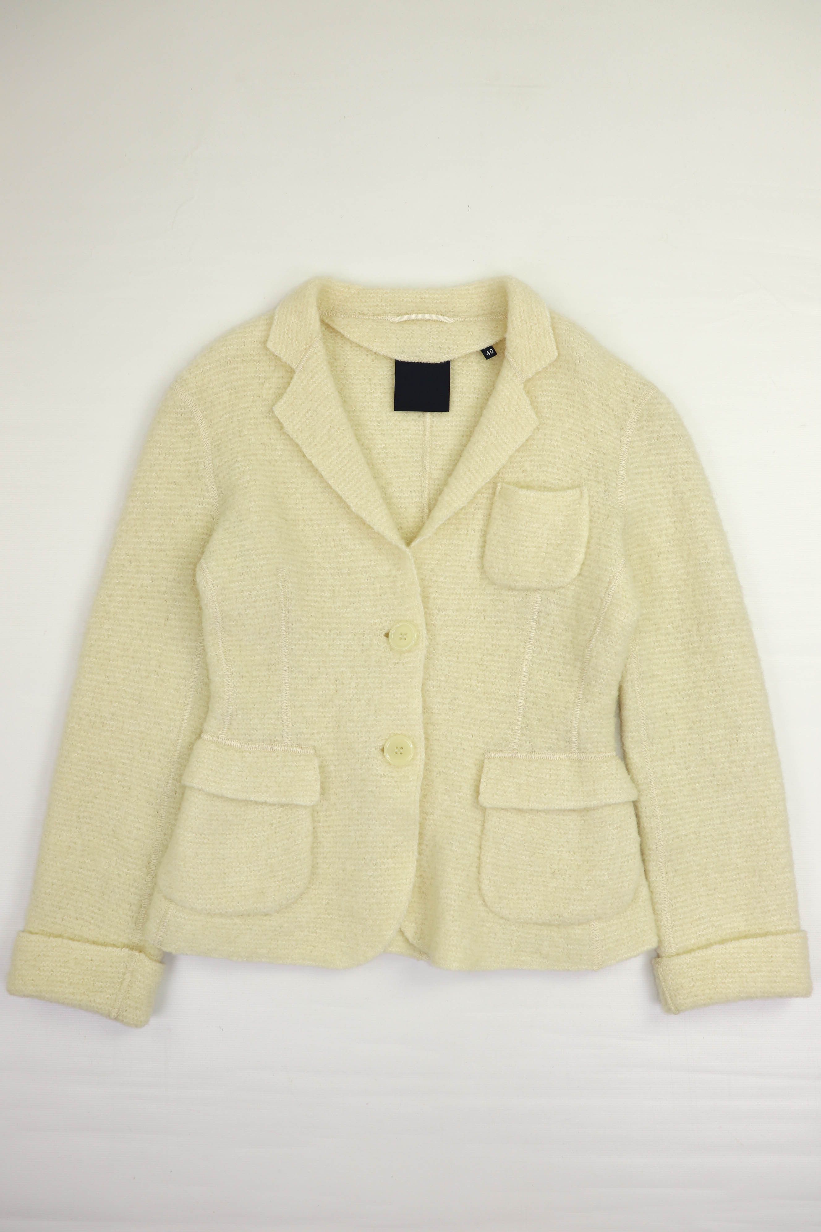 Aspesi Aspesi Women's Cream White Wool Blend Knit Cardigan Jacket Size S / US 4 / IT 40 - 3 Thumbnail
