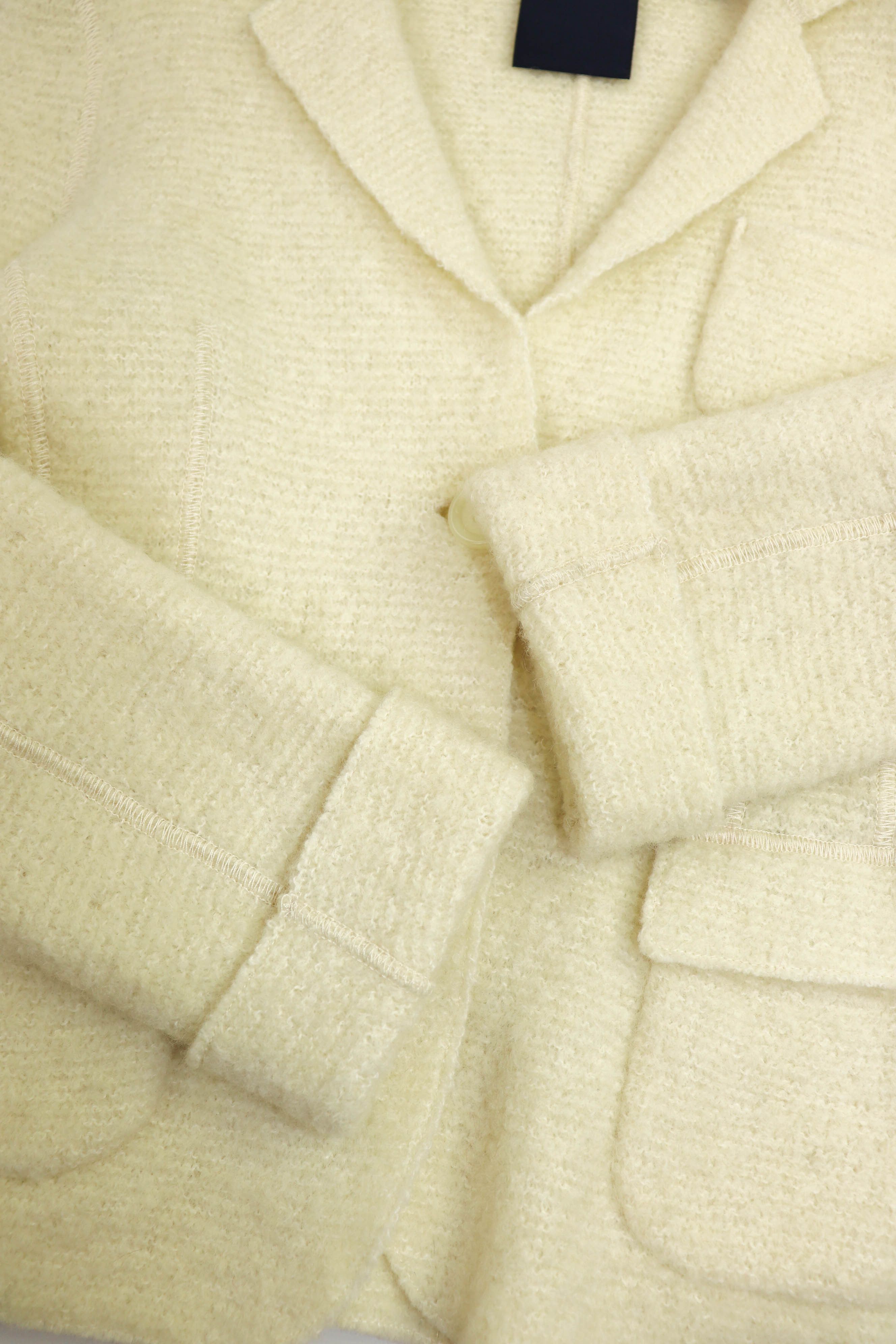 Aspesi Aspesi Women's Cream White Wool Blend Knit Cardigan Jacket Size S / US 4 / IT 40 - 6 Thumbnail
