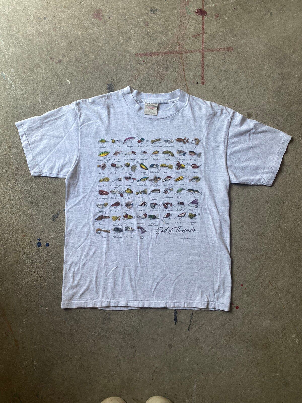 Pre-owned Hype X Vintage 90's Fishing Lure Nature Tee In Grey