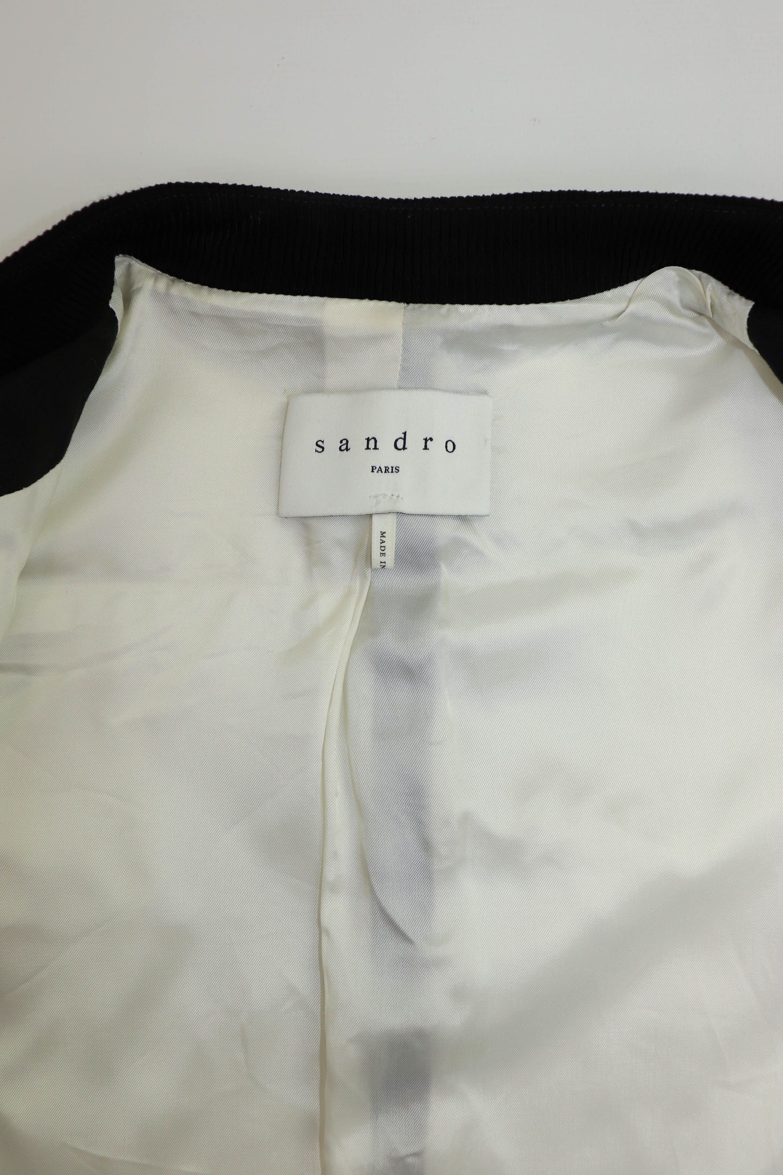 Sandro Sandro Paris Women's Black Ribbed Viscose Cropped Jacket Size S / US 4 / IT 40 - 8 Thumbnail