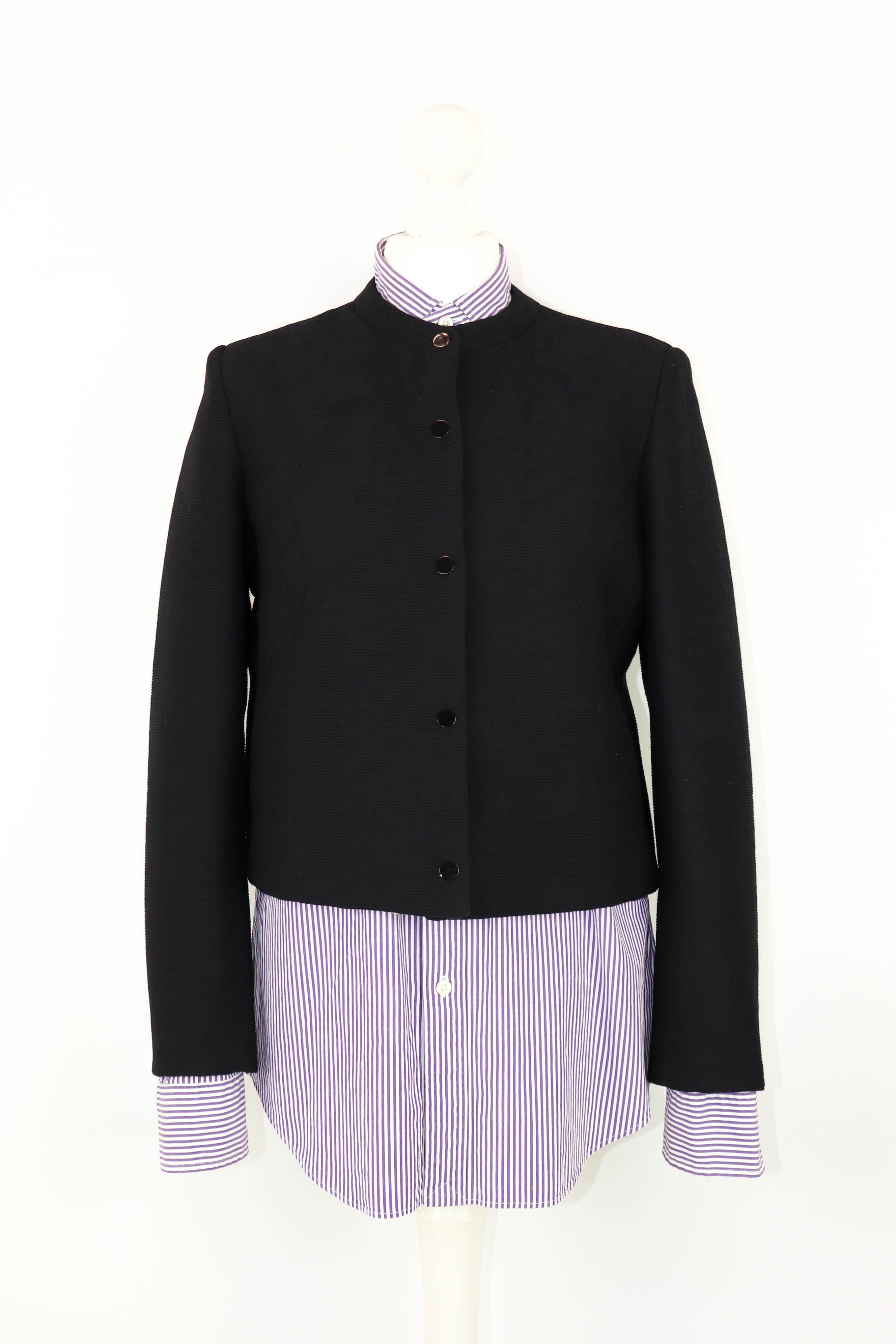 Sandro Sandro Paris Women's Black Ribbed Viscose Cropped Jacket Size S / US 4 / IT 40 - 2 Thumbnail