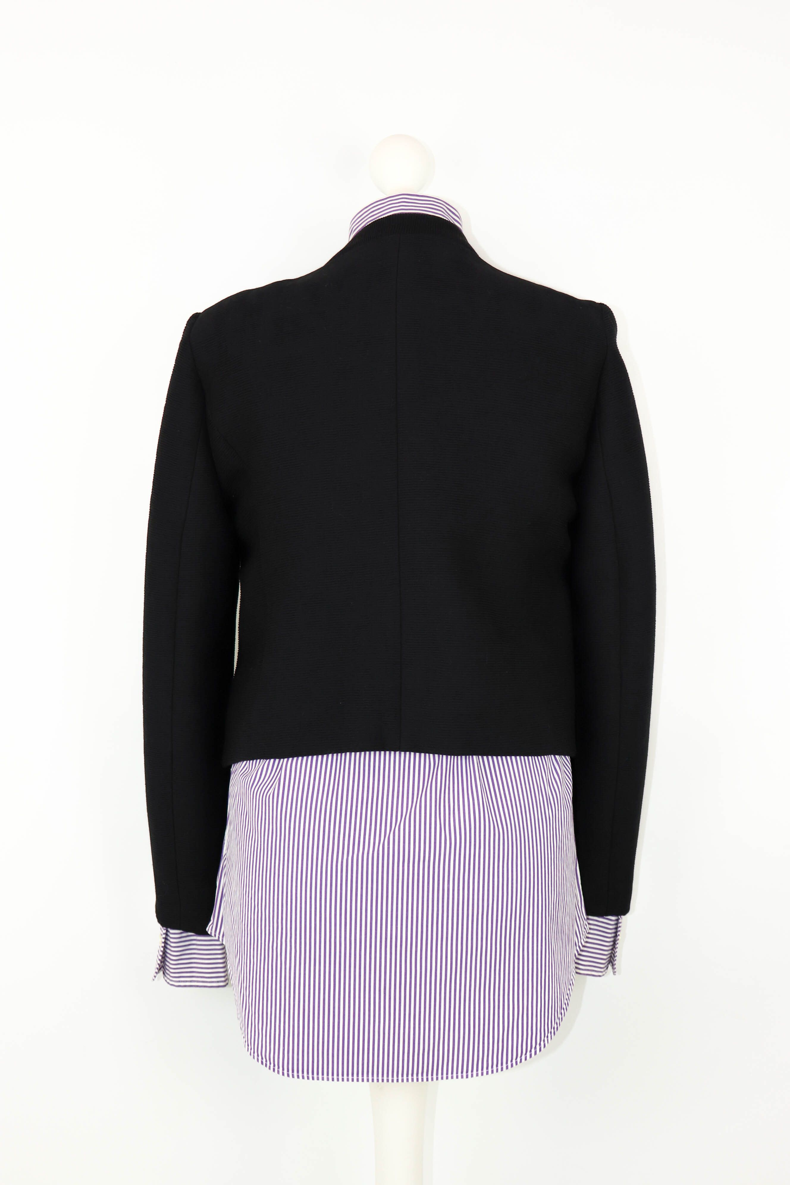 Sandro Sandro Paris Women's Black Ribbed Viscose Cropped Jacket Size S / US 4 / IT 40 - 3 Thumbnail