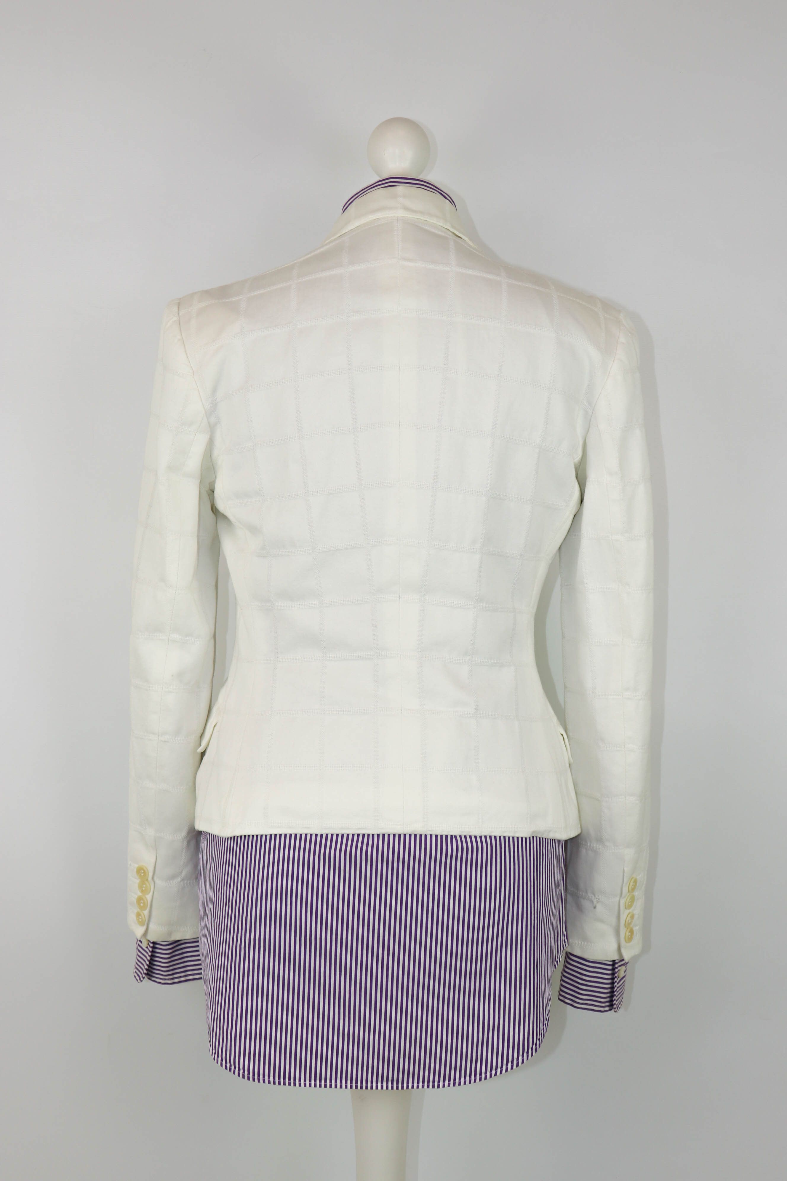 Versus Versace Versace Versus Vintage Women's White Plaid Blazer Jacket Size M / US 6-8 / IT 42-44 - 2 Thumbnail