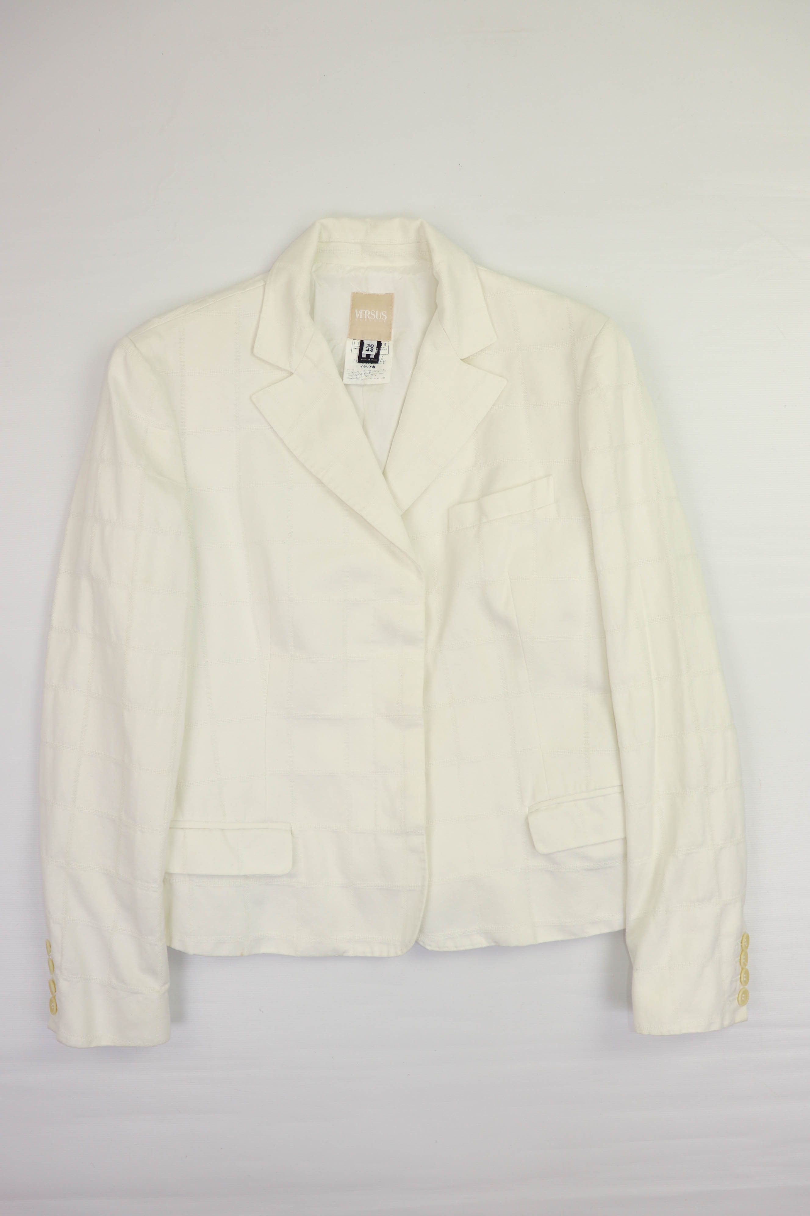 Versus Versace Versace Versus Vintage Women's White Plaid Blazer Jacket Size M / US 6-8 / IT 42-44 - 3 Thumbnail