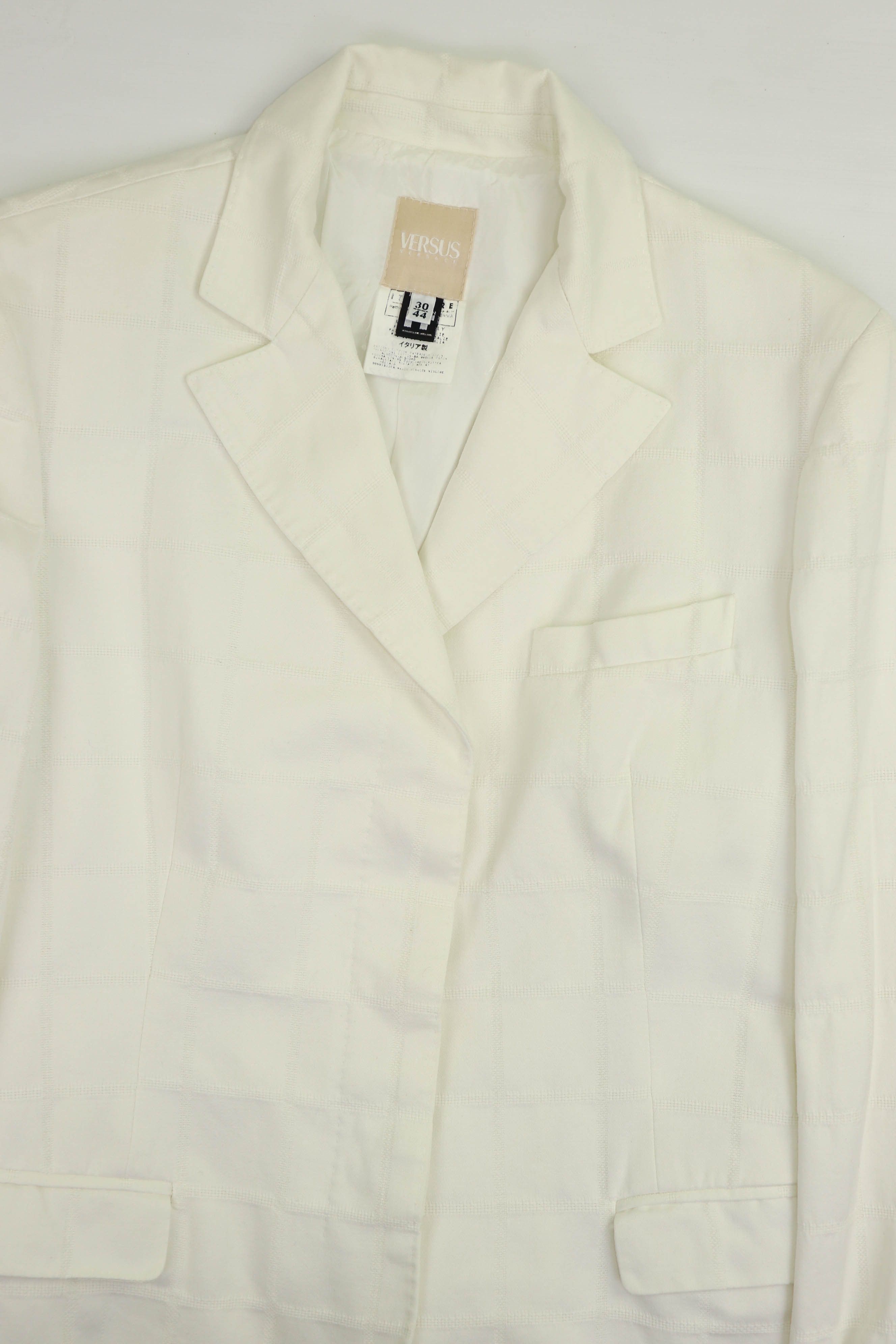 Versus Versace Versace Versus Vintage Women's White Plaid Blazer Jacket Size M / US 6-8 / IT 42-44 - 4 Thumbnail
