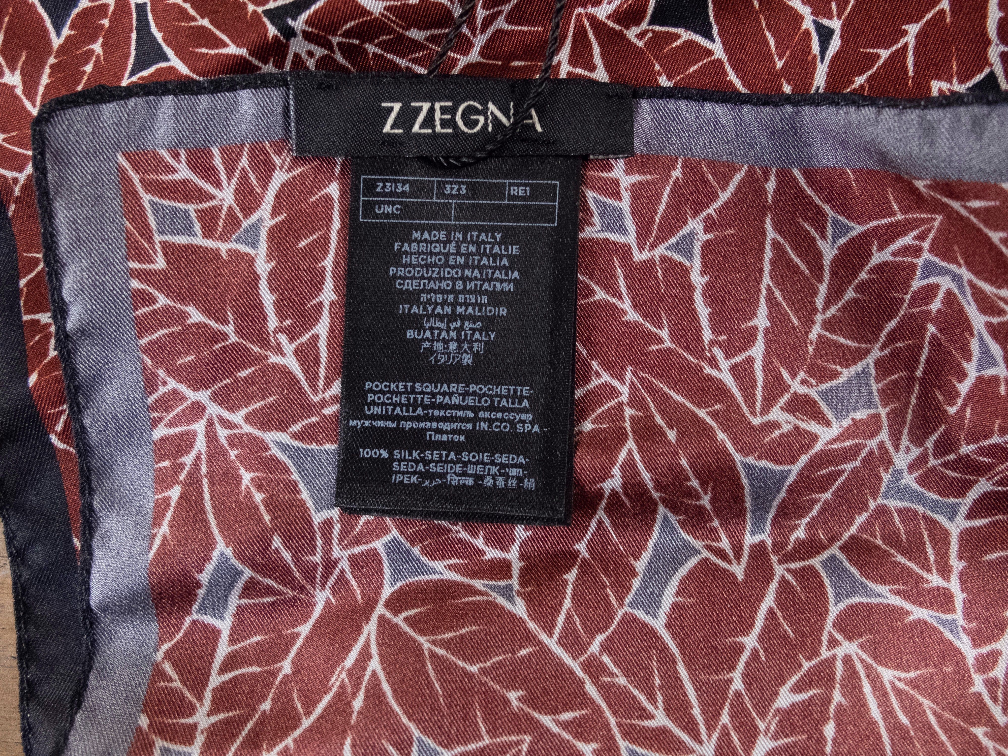 Z Zegna Z ZEGNA black red leaf print silk pocket square authentic Size ONE SIZE - 3 Thumbnail