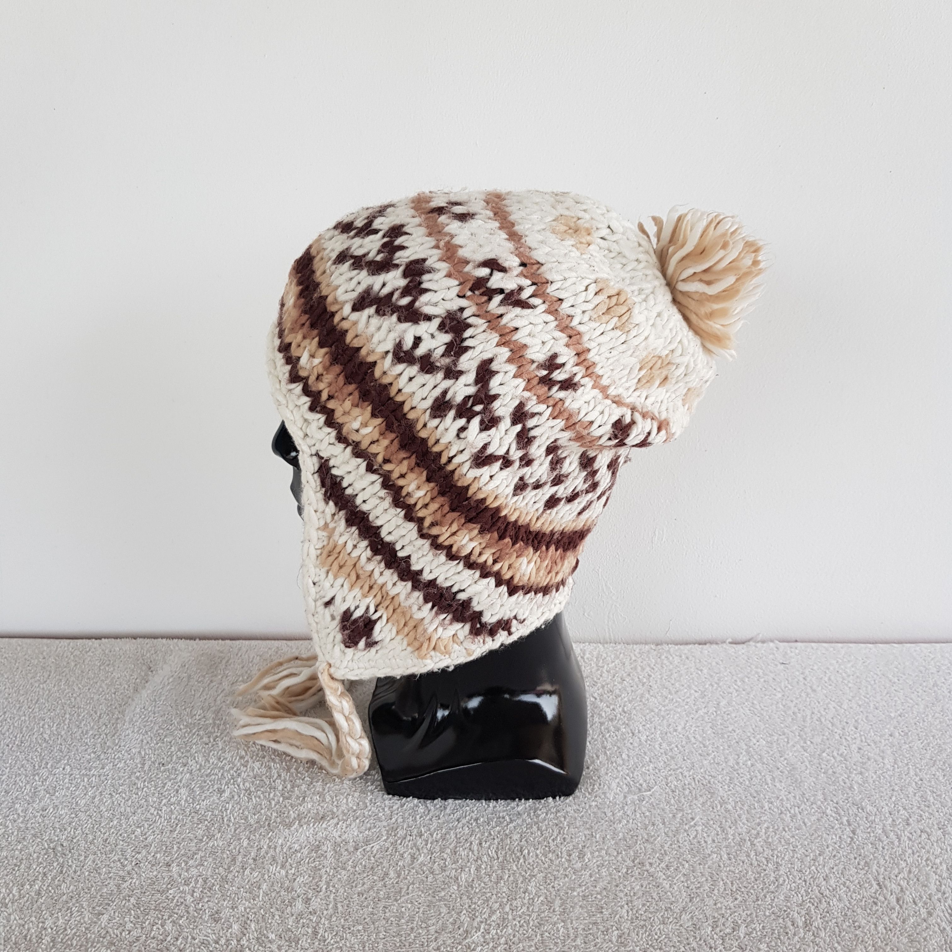 Japanese Brand × Vintage Japanese Earflap Beanie Snow Cap Crochet Hats - AC10683. Size ONE SIZE - 4 Thumbnail