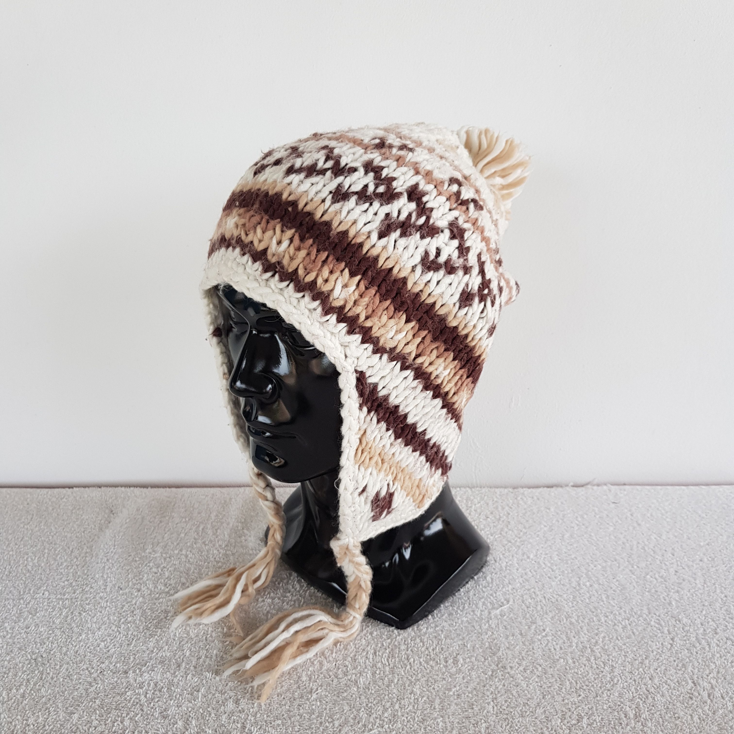 Japanese Brand × Vintage Japanese Earflap Beanie Snow Cap Crochet Hats - AC10683. Size ONE SIZE - 1 Thumbnail