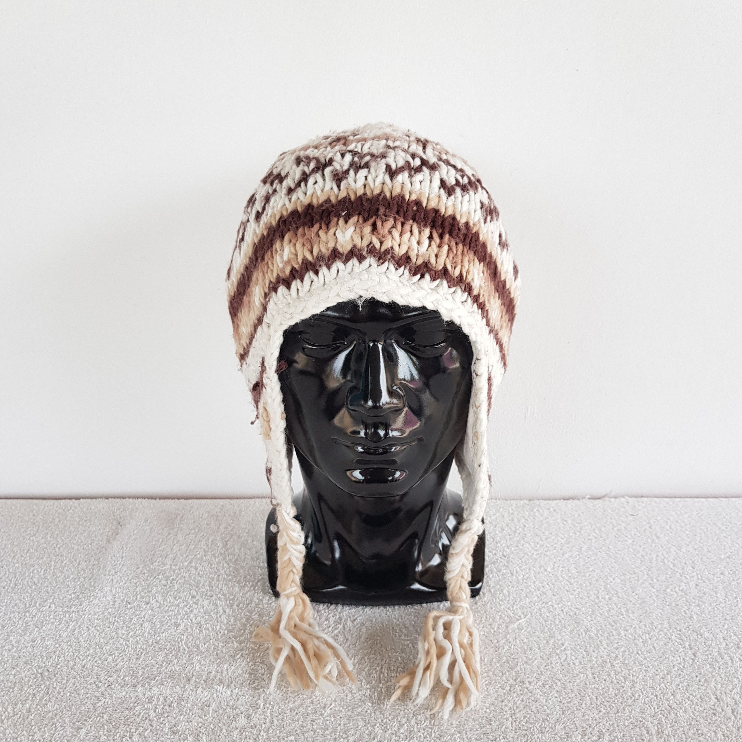 Japanese Brand × Vintage Japanese Earflap Beanie Snow Cap Crochet Hats - AC10683. Size ONE SIZE - 2 Thumbnail