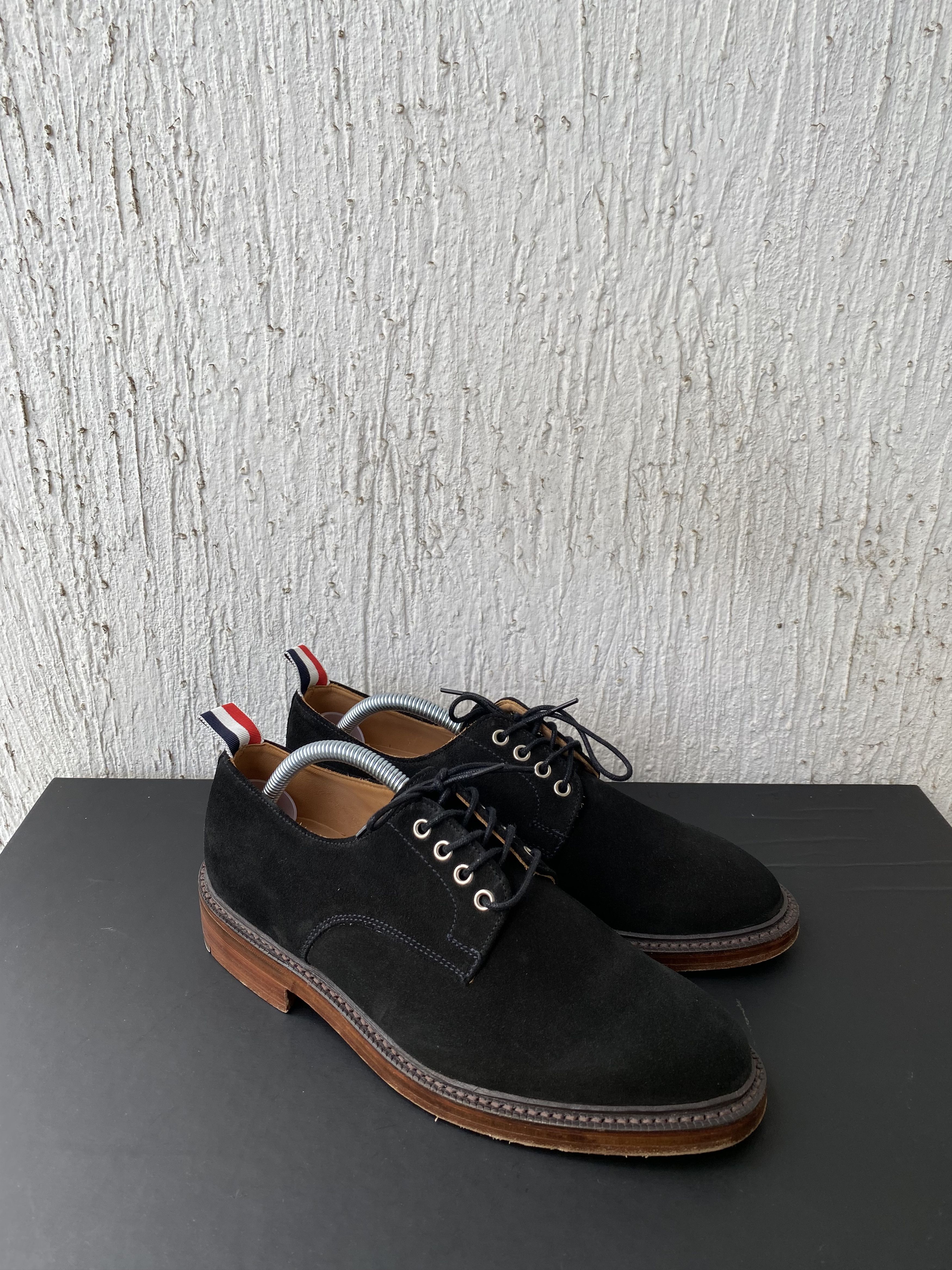 black suede derbys
