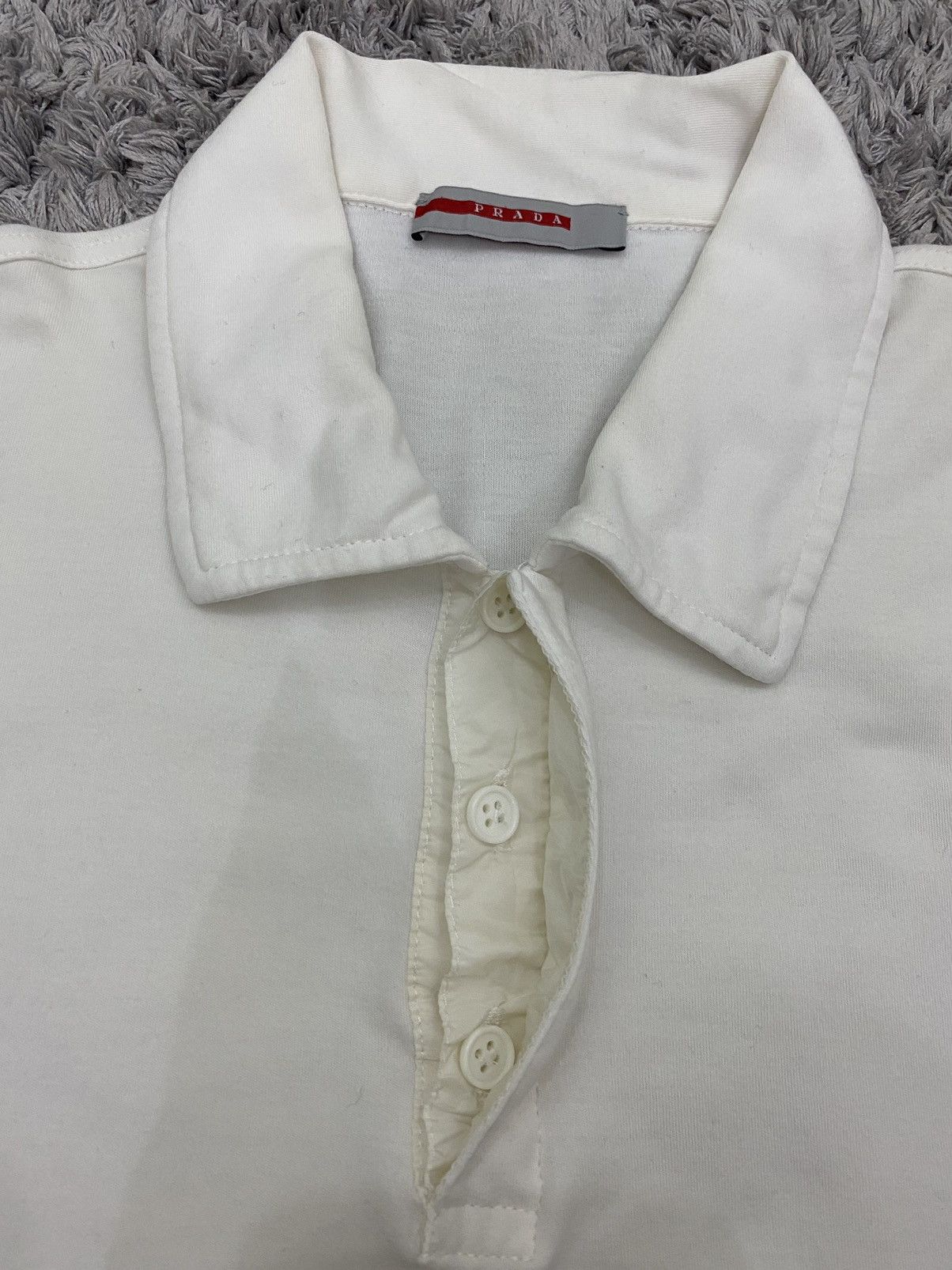 Prada Prada Plain White Polo Shirt Size US L / EU 52-54 / 3 - 5 Thumbnail