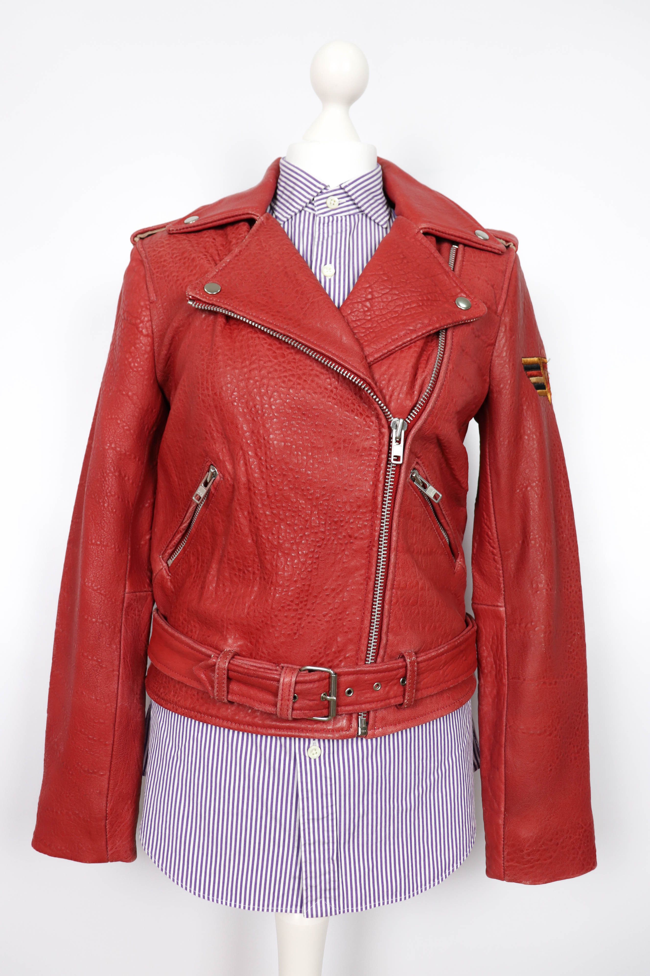 Women's Gestuz Heavy Lamb Leather Embroidered Biker Jacket