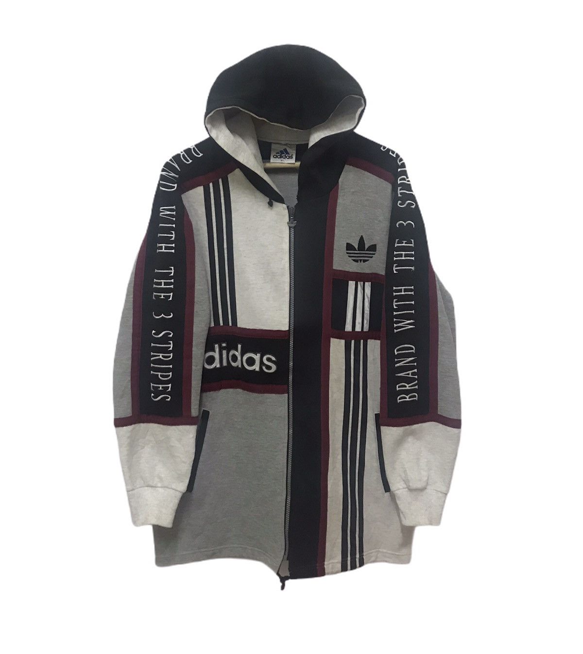 Vintage Adidas Hoodie Sweatshirt Big Trefoil Multicolor