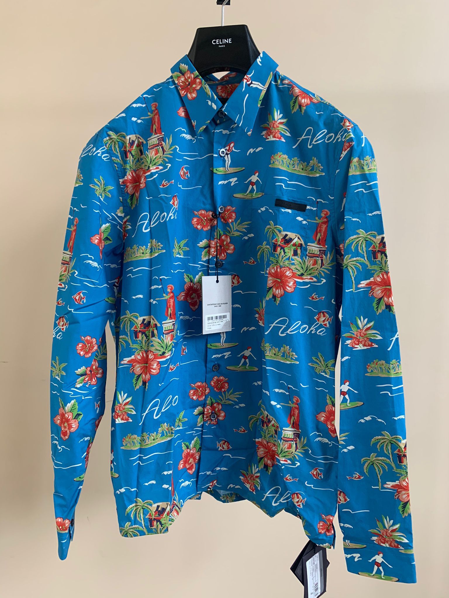 Prada o1rshd1 Hawaiian Button Up Shirt in Blue Size US M / EU 48-50 / 2 - 2 Thumbnail