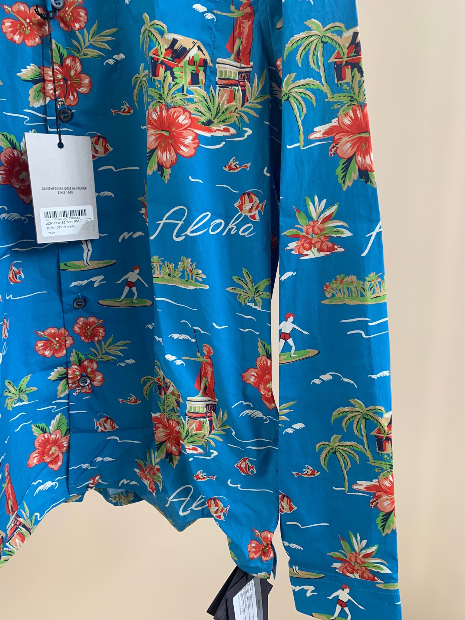 Prada o1rshd1 Hawaiian Button Up Shirt in Blue Size US M / EU 48-50 / 2 - 5 Thumbnail