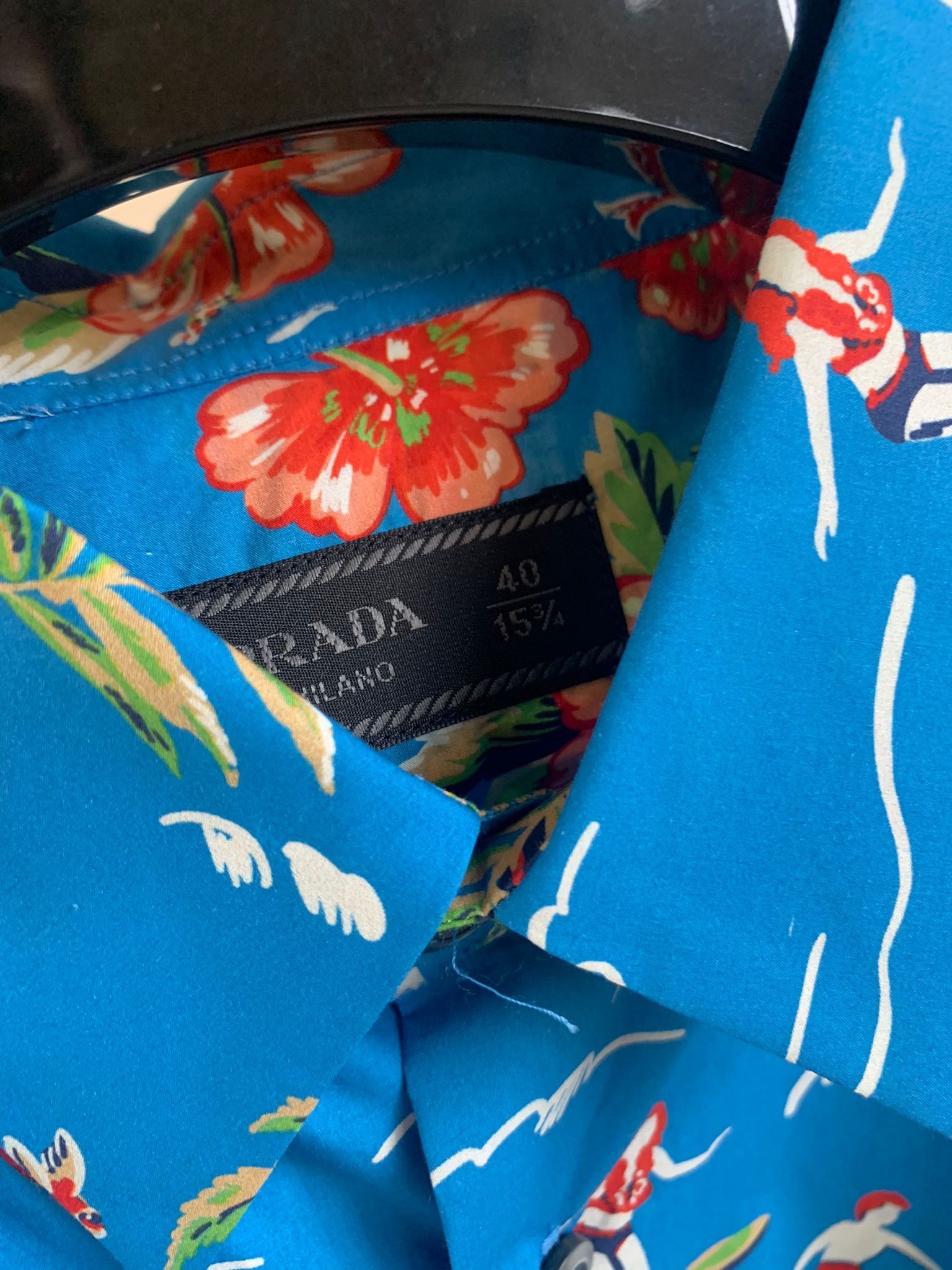 Prada o1rshd1 Hawaiian Button Up Shirt in Blue Size US M / EU 48-50 / 2 - 10 Thumbnail