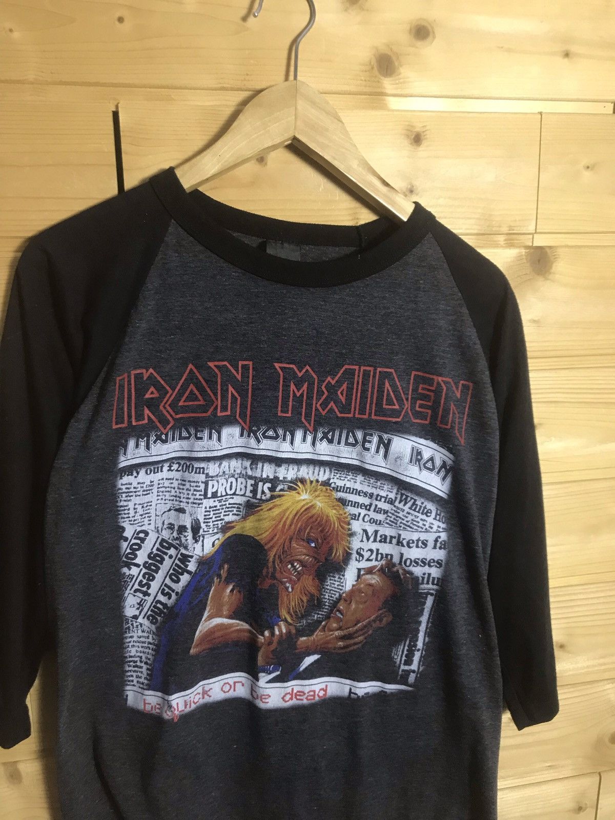 Iron Maiden Rare Vintage Iron Maiden 3/4 half sleeve shirt Size US S / EU 44-46 / 1 - 1 Thumbnail