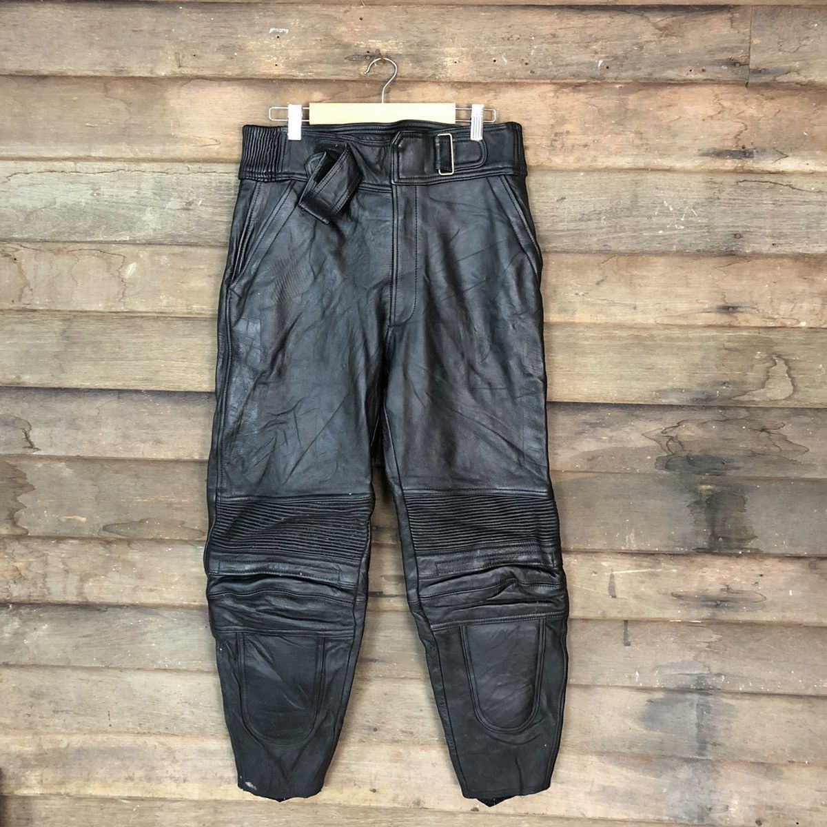 DL Corin Motors biker Black Leather Pants #6931