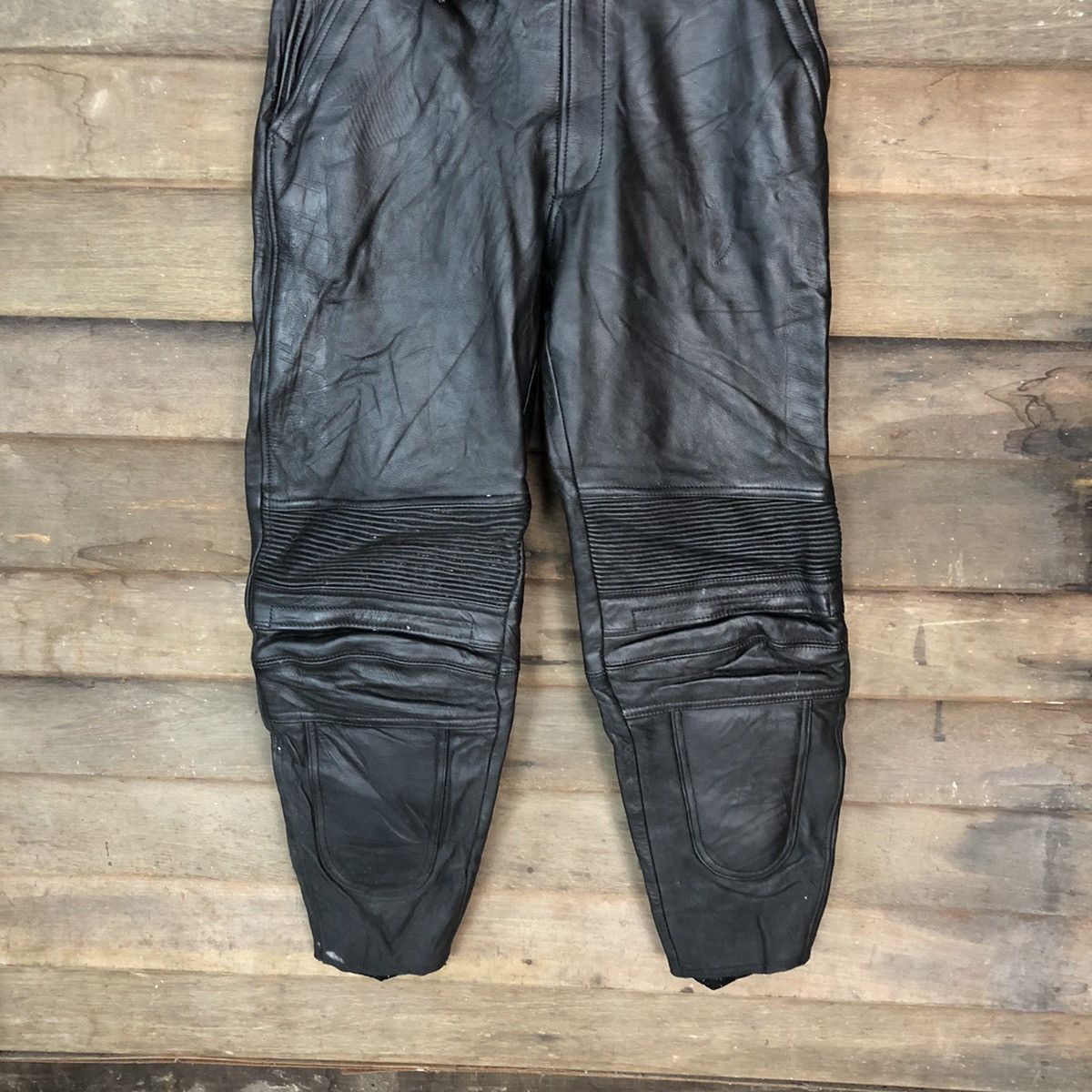 Genuine Leather DL Corin Motors biker Black Leather Pants #6931 Size US 29 - 3 Thumbnail