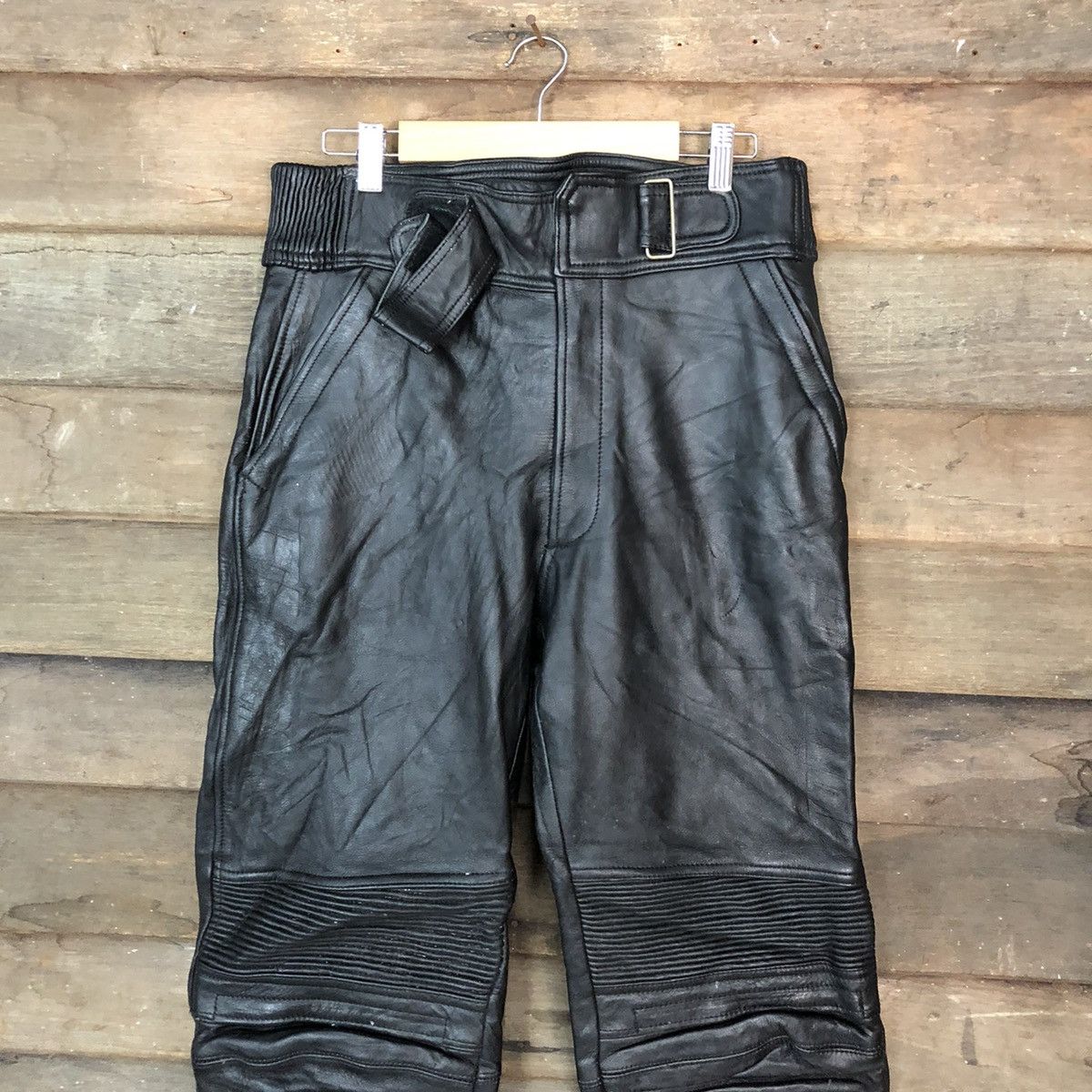 Genuine Leather DL Corin Motors biker Black Leather Pants #6931 Size US 29 - 2 Thumbnail