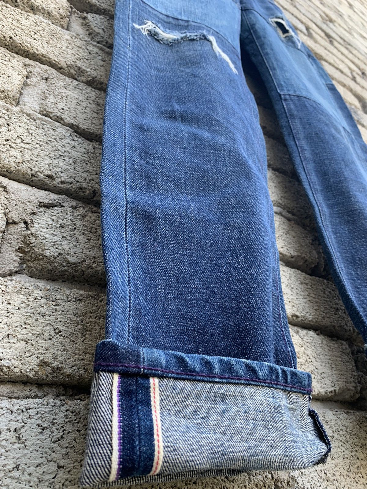 Neighborhood Neighborhood Savage Rips Patchwork 2003 Selvedge Denim Pants Size US 29 - 21 Thumbnail