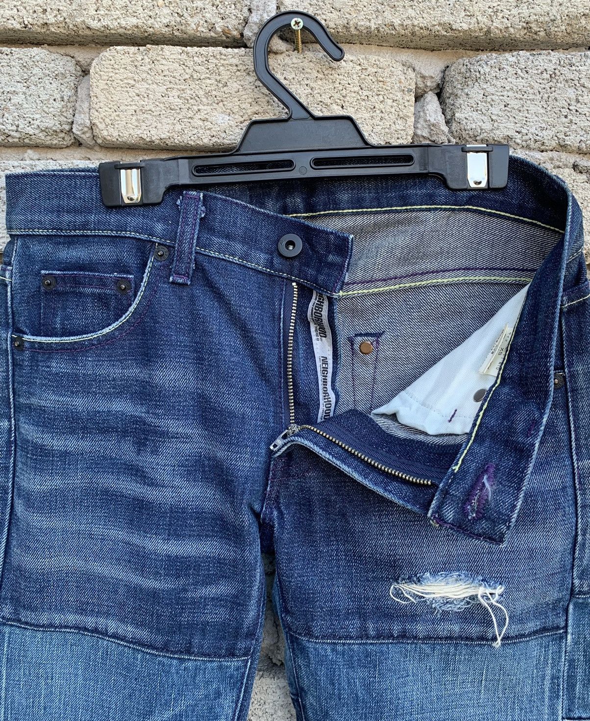 Neighborhood Neighborhood Savage Rips Patchwork 2003 Selvedge Denim Pants Size US 29 - 22 Thumbnail
