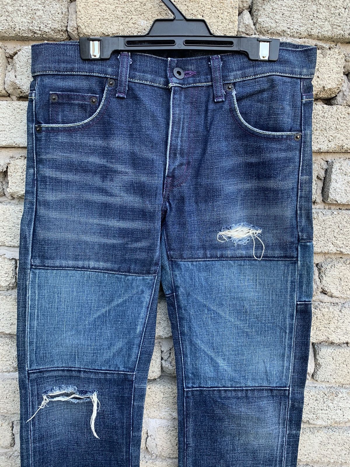Neighborhood Neighborhood Savage Rips Patchwork 2003 Selvedge Denim Pants Size US 29 - 9 Thumbnail