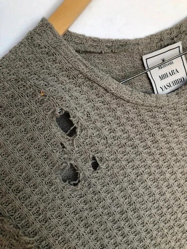 Maison MIHARA YASUHIRO RARE🔥KNIT THRASHED DESIGN FITTING TAILBACK SHIRT Size US L / EU 52-54 / 3 - 8 Thumbnail