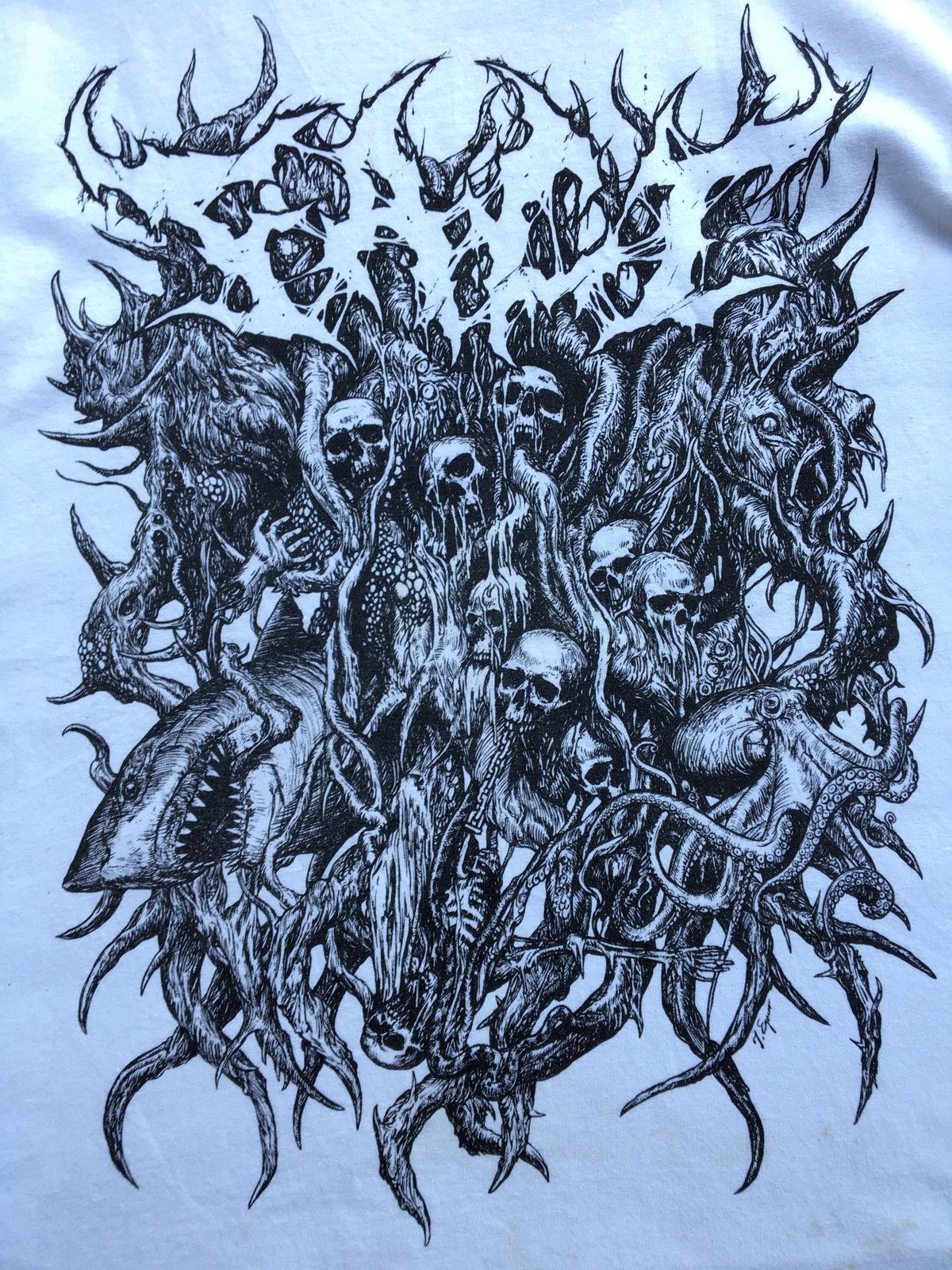 Vintage Rare Skulls Artistic Illustration Hell Life Devils Tee Size US L / EU 52-54 / 3 - 7 Thumbnail