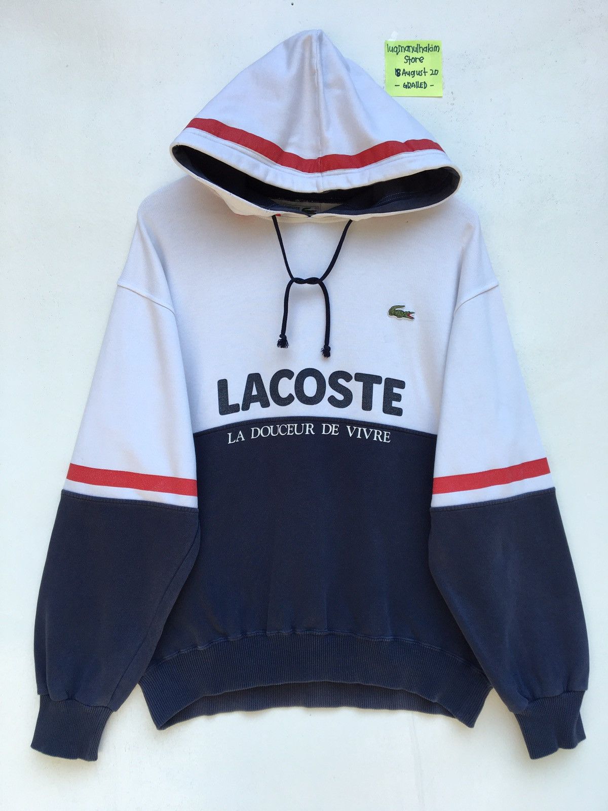 Lacoste Vintage Lacoste Spellout Big Logo Hoodie Size US L / EU 52-54 / 3 - 1 Thumbnail