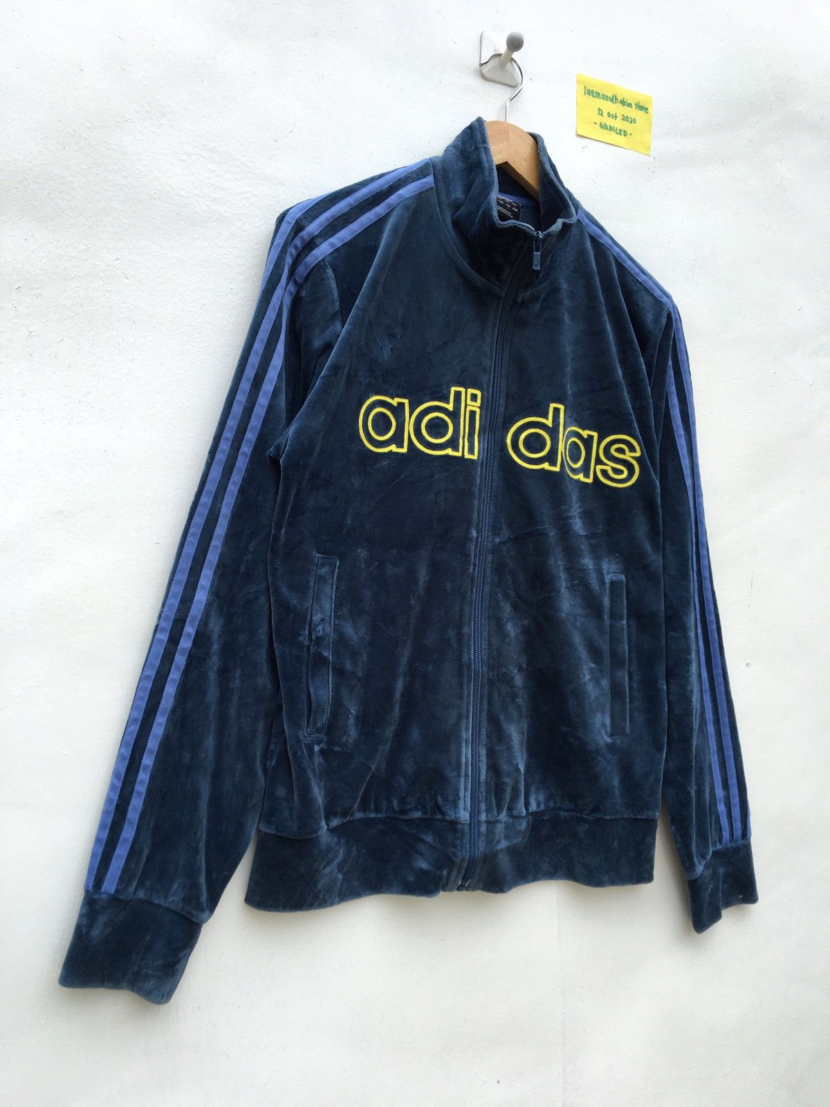 Adidas Navy Velvet Adidas 3 Stripes Tracksuit Big Logo Sweater Size US M / EU 48-50 / 2 - 3 Thumbnail