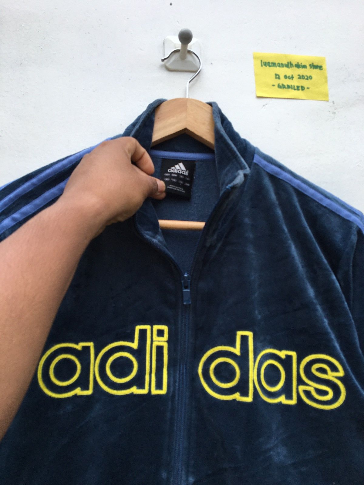 Adidas Navy Velvet Adidas 3 Stripes Tracksuit Big Logo Sweater Size US M / EU 48-50 / 2 - 6 Thumbnail