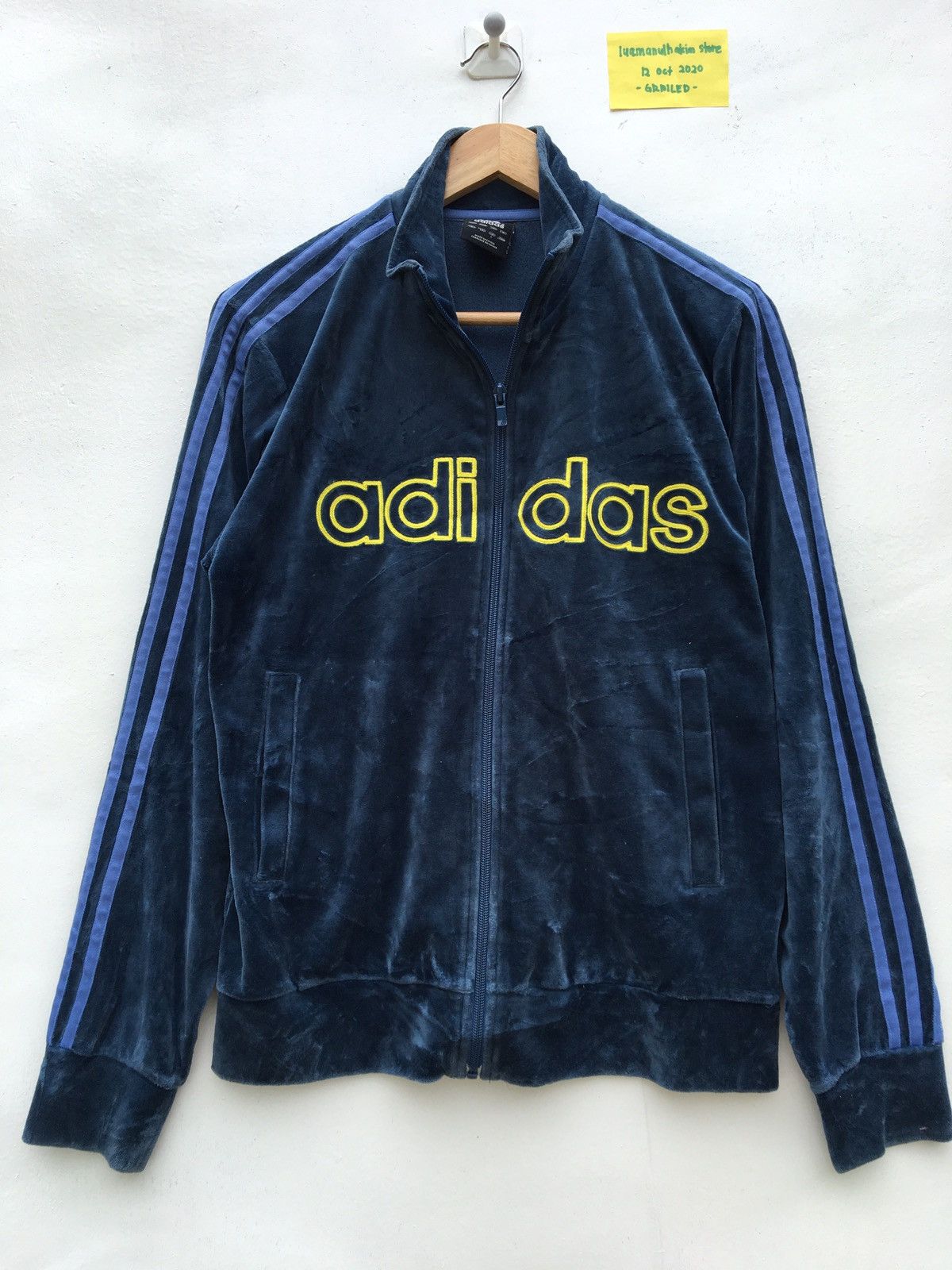 Adidas Navy Velvet Adidas 3 Stripes Tracksuit Big Logo Sweater Size US M / EU 48-50 / 2 - 4 Thumbnail