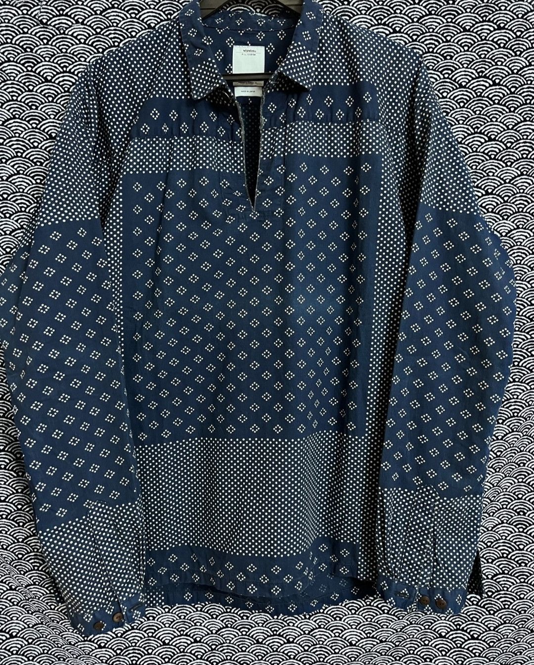 トップス visvim 14SS KERCHIEF DOTS TUNIC SHIRT VISVIM(ビズビム) KERCHIEF DOTS TUNIC SHIRT 14SS (blue