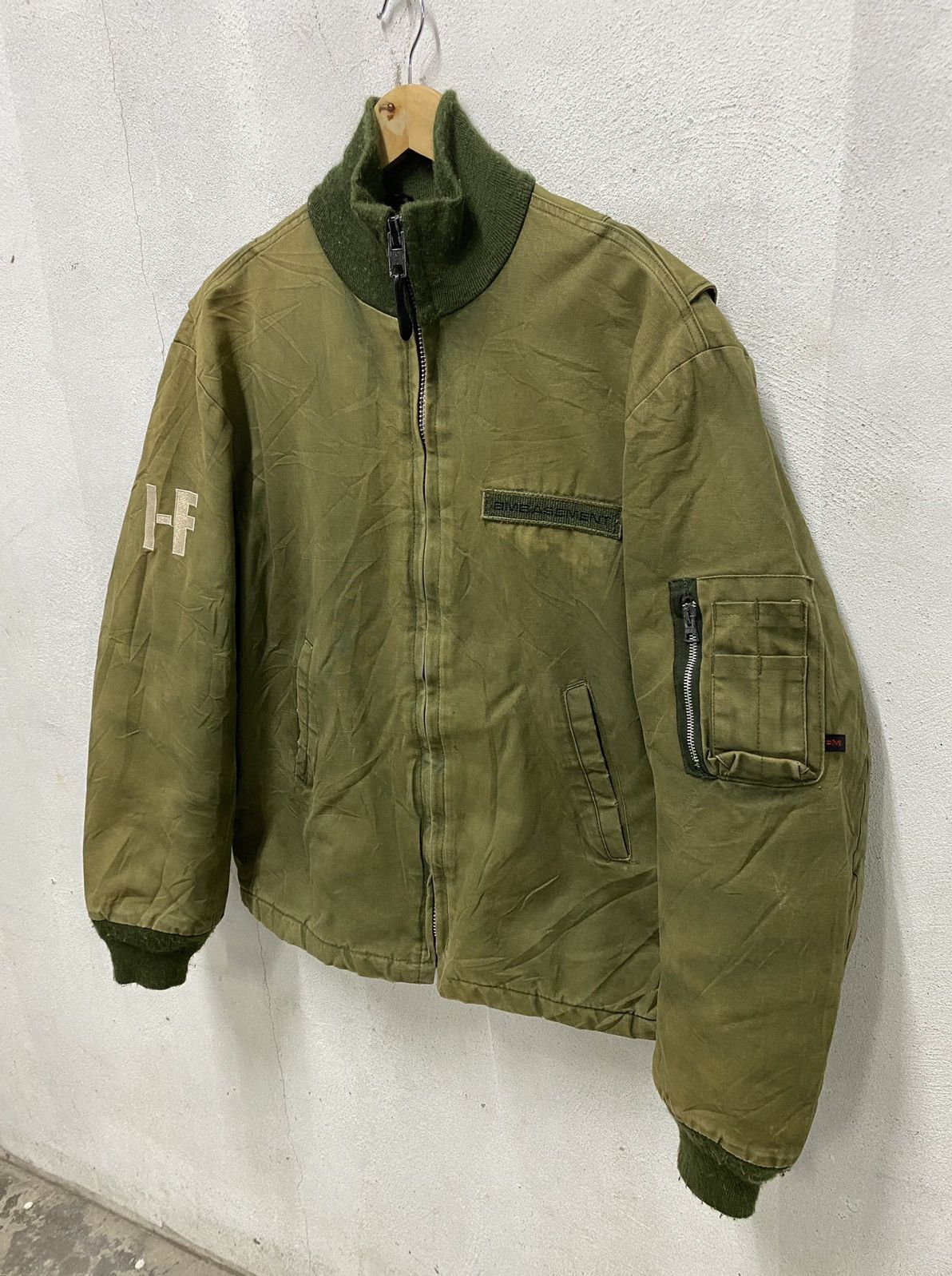 Vintage Vintage 80s Embasement Army Bomber Jacket Size US M / EU 48-50 / 2 - 2 Thumbnail