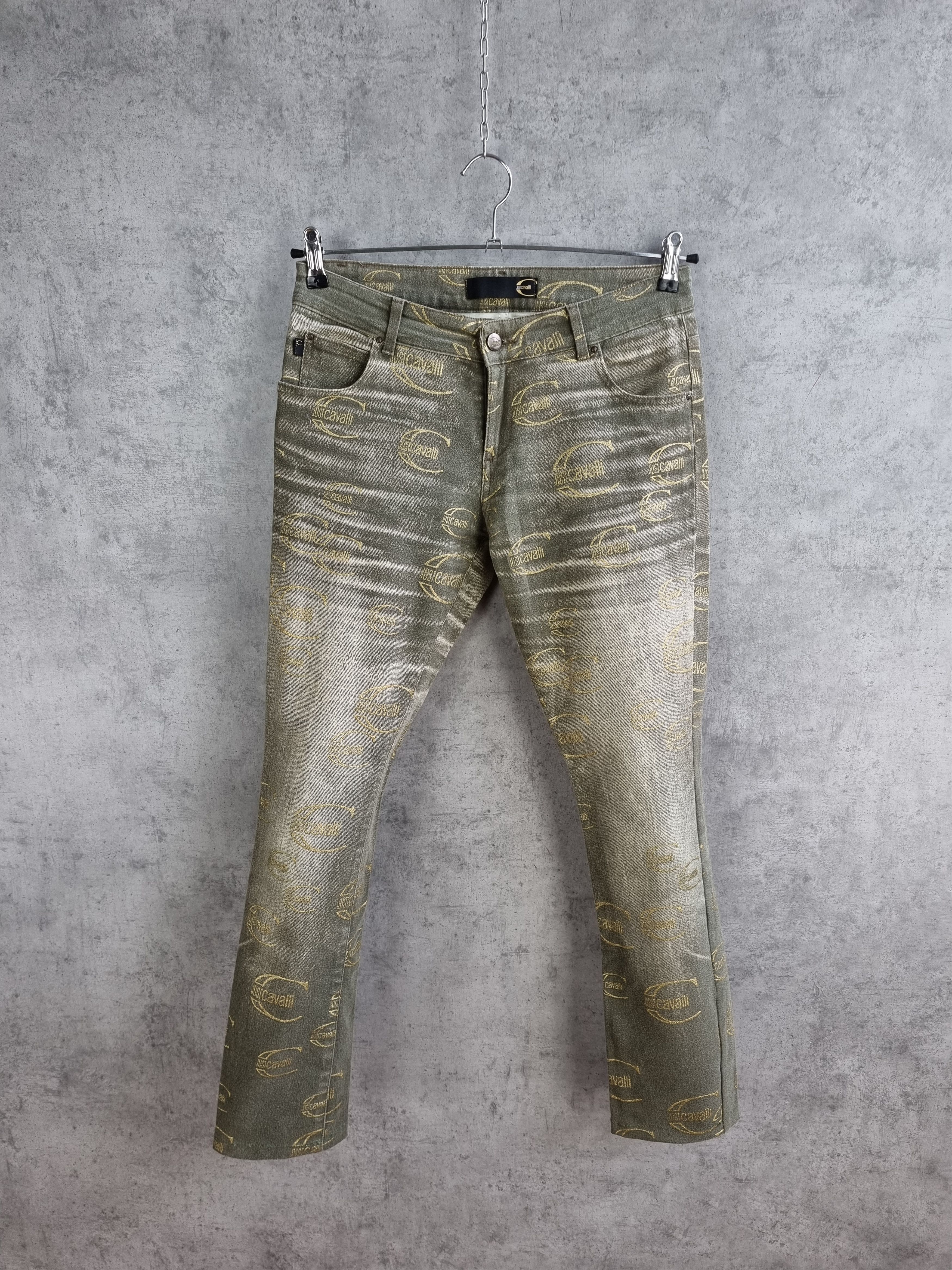 Just Cavalli × Roberto Cavalli Rare 90s Just Cavalli Monogram Gold Vintage Jeans Size US 29 - 1 Thumbnail