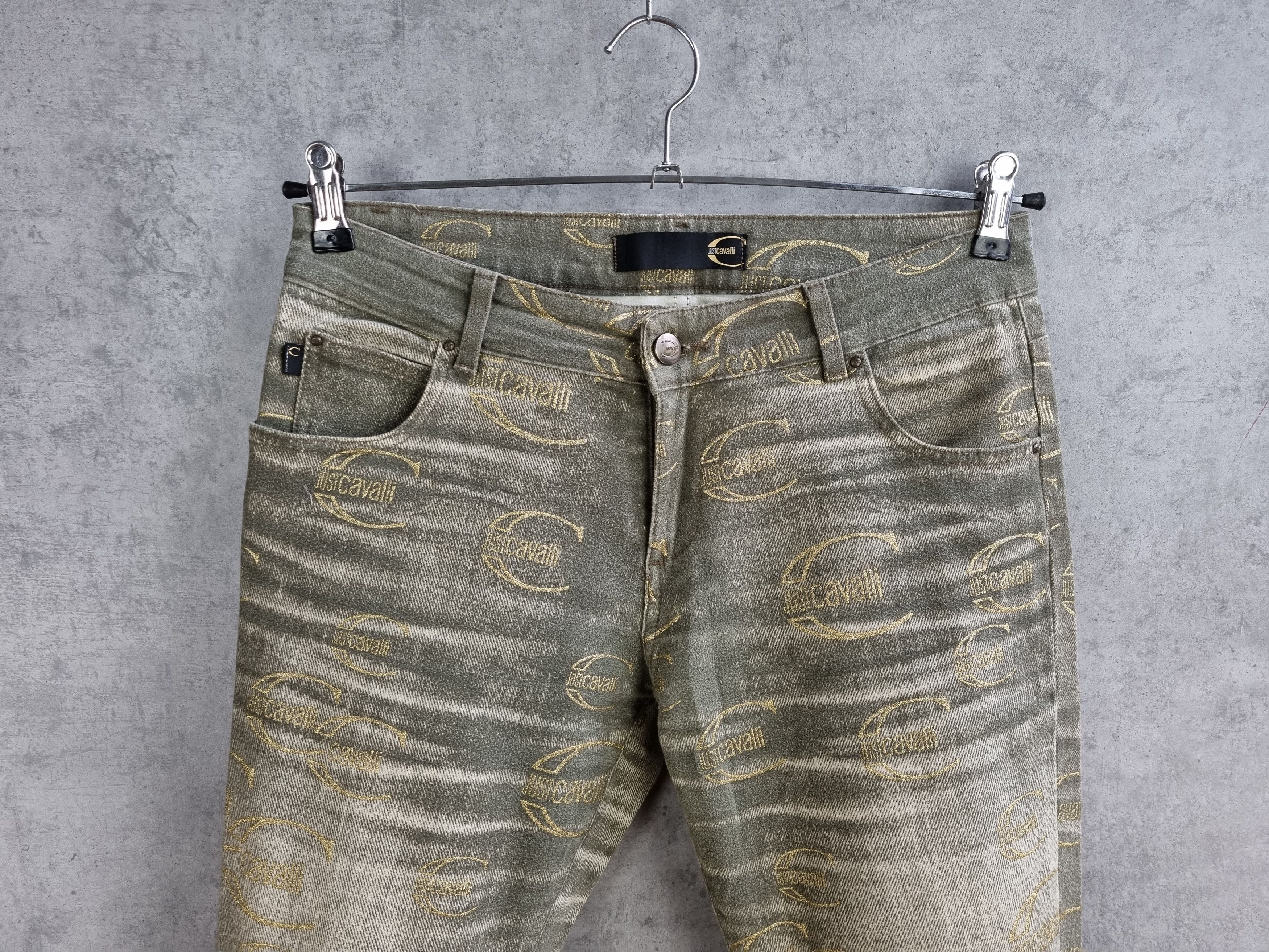 Just Cavalli × Roberto Cavalli Rare 90s Just Cavalli Monogram Gold Vintage Jeans Size US 29 - 4 Thumbnail