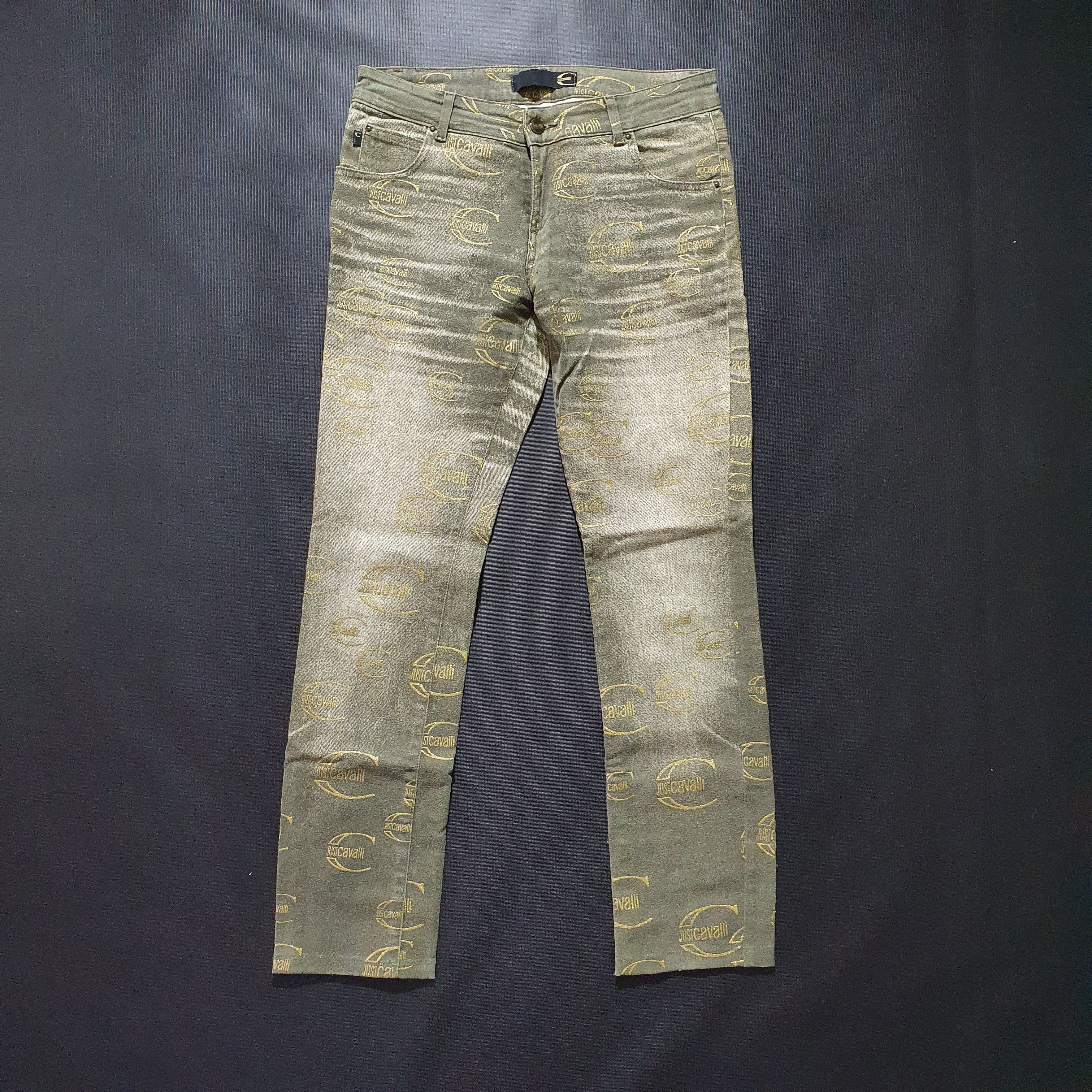 Just Cavalli × Roberto Cavalli Rare 90s Just Cavalli Monogram Gold Vintage Jeans Size US 29 - 6 Thumbnail