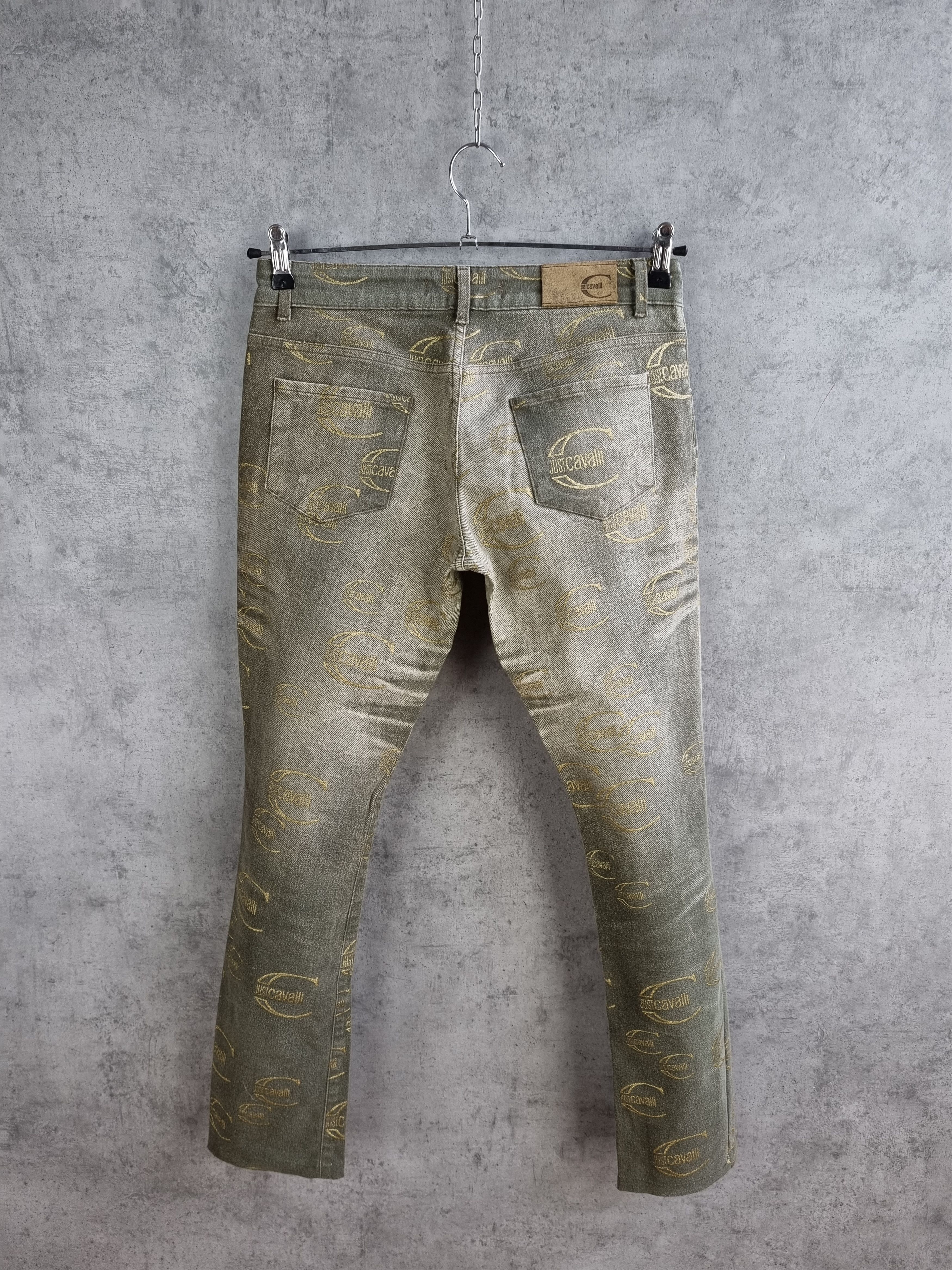 Just Cavalli × Roberto Cavalli Rare 90s Just Cavalli Monogram Gold Vintage Jeans Size US 29 - 3 Thumbnail