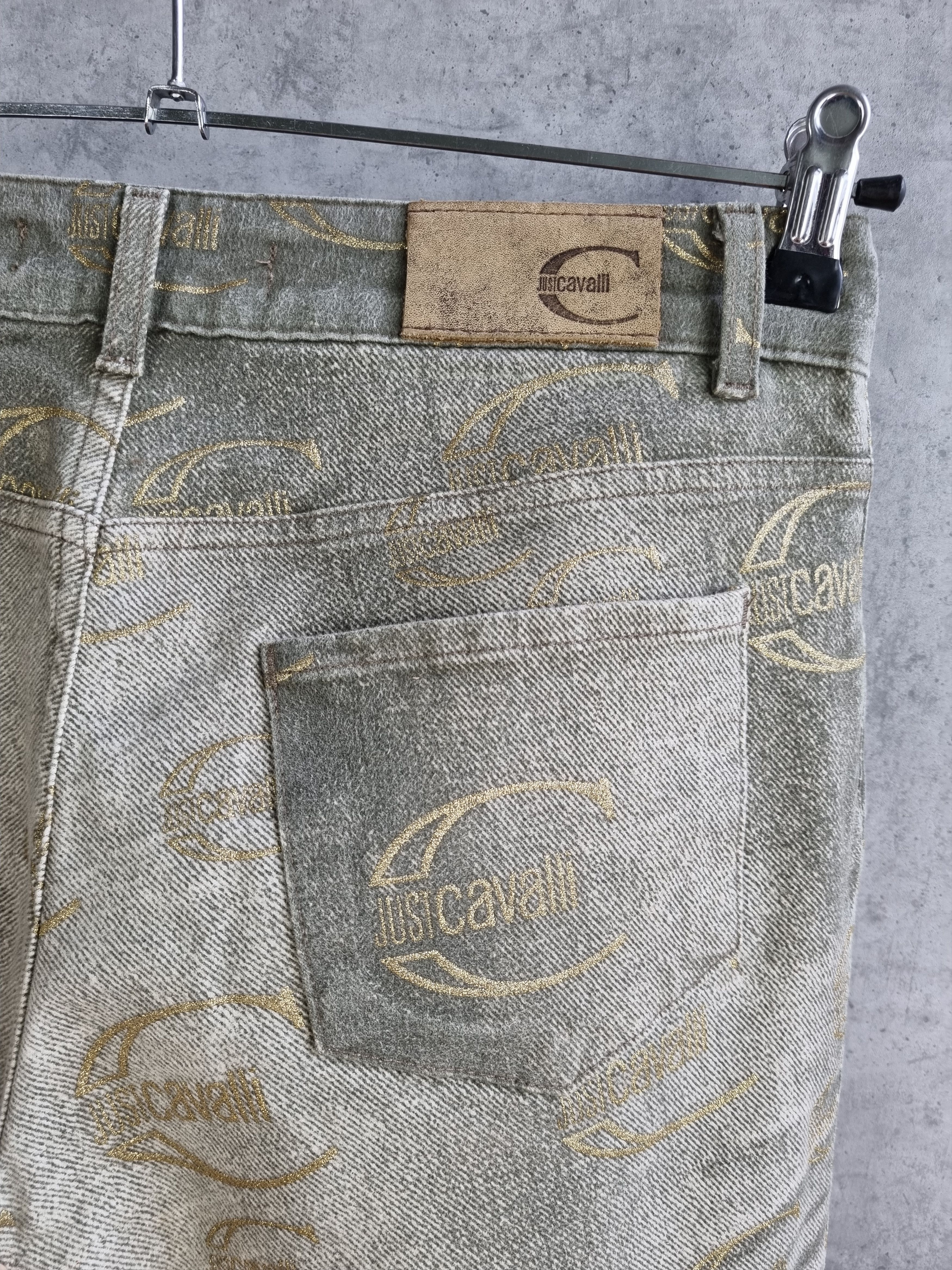 Just Cavalli × Roberto Cavalli Rare 90s Just Cavalli Monogram Gold Vintage Jeans Size US 29 - 5 Thumbnail